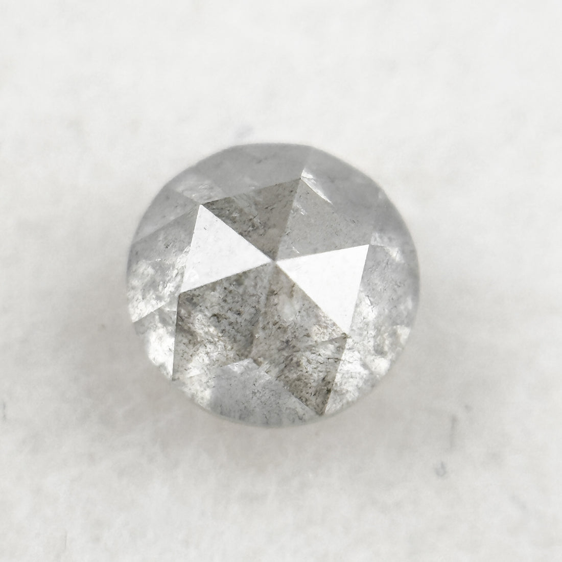 0.51 Ct Round Rose Cut Grey Natural Salt and Pepper Diamond