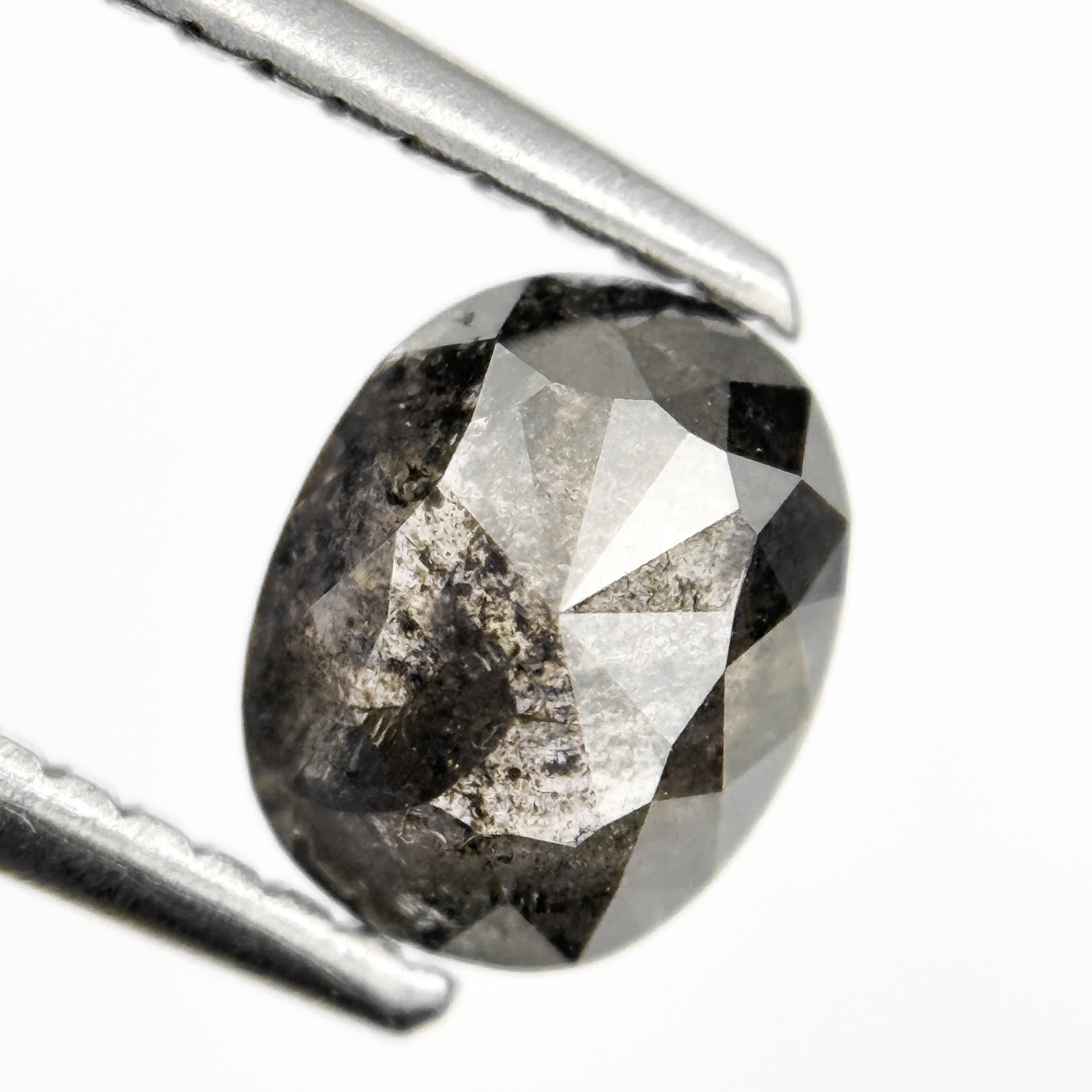 1.02 Ct Oval Rose Cut Grey Natural Salt and Pepper Diamond