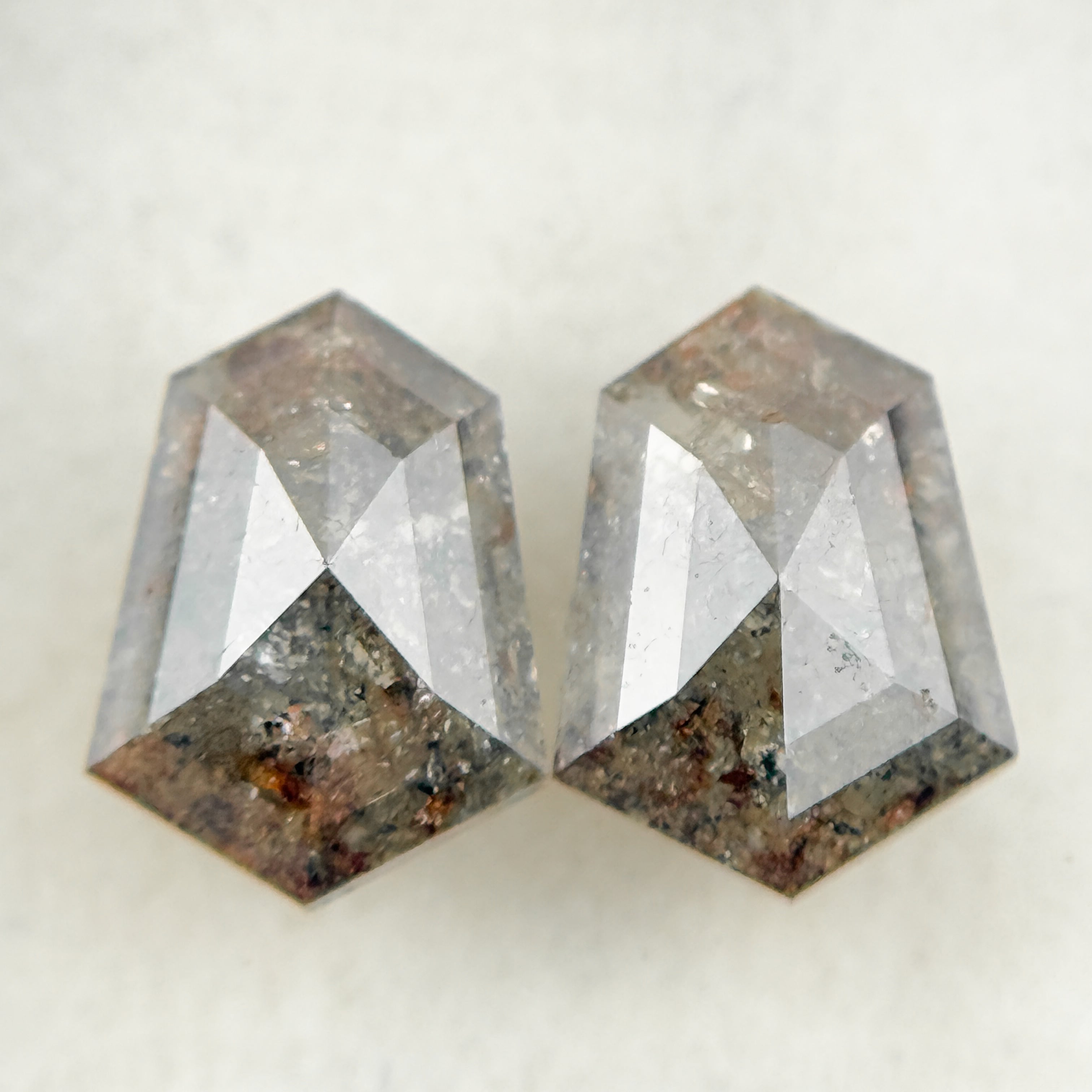 2.01 Ct Shield Rose Cut Brown Natural Galaxy Diamond Pair