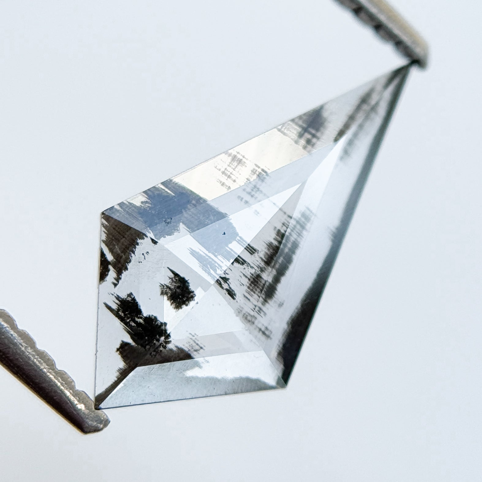 0.92 Ct Kite Rose Cut Grey Natural Salt and Pepper Diamond