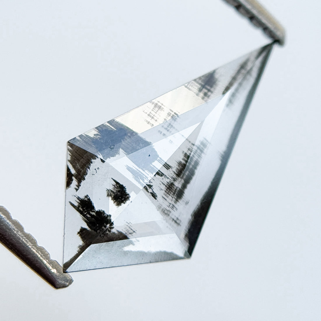 0.92 Ct Kite Rose Cut Grey Natural Salt and Pepper Diamond