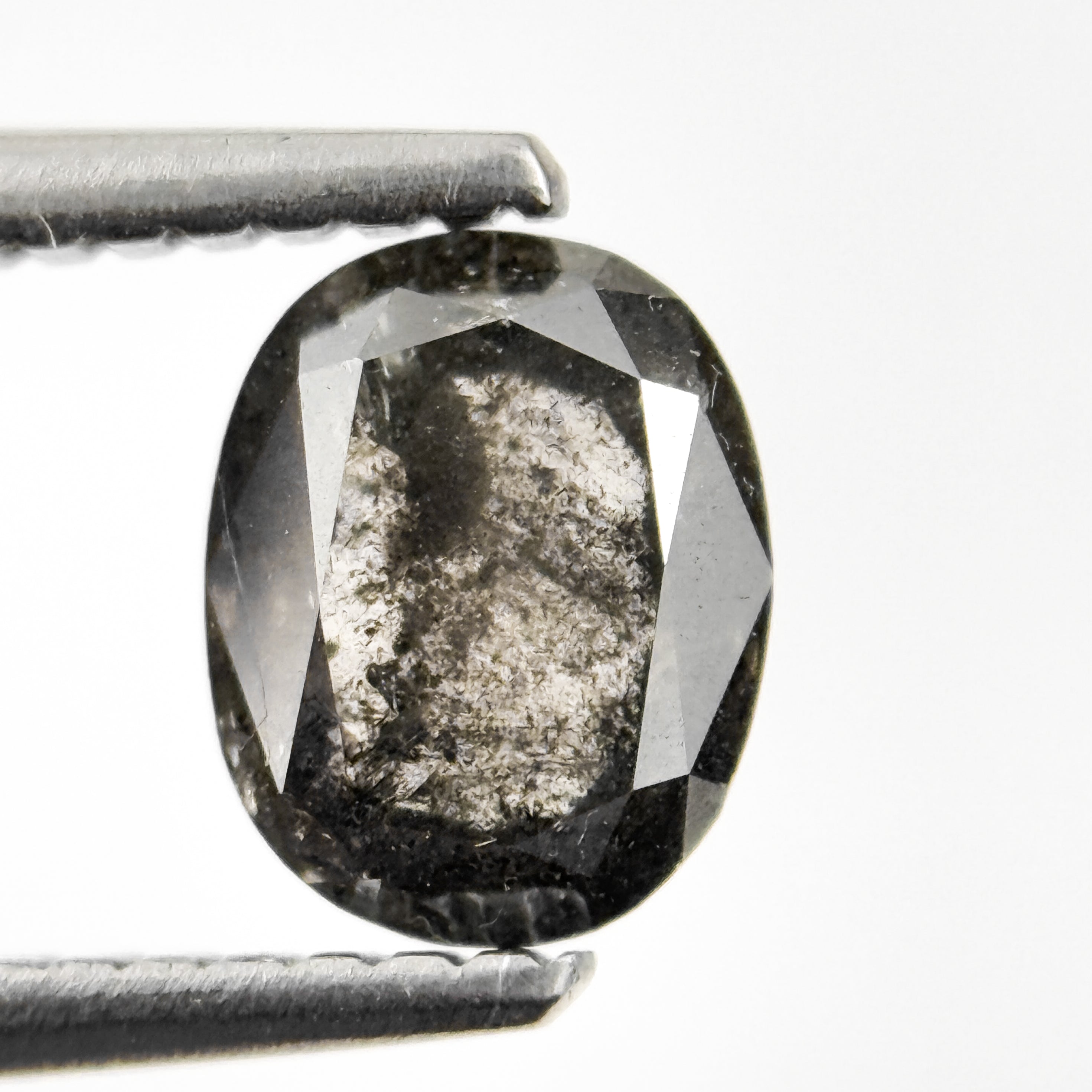 1.02 Ct Oval Rose Cut Grey Natural Salt and Pepper Diamond