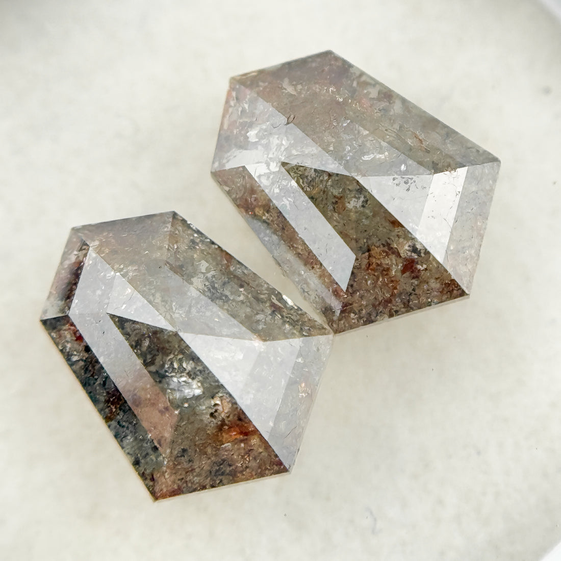 2.01 Ct Shield Rose Cut Brown Natural Galaxy Diamond Pair
