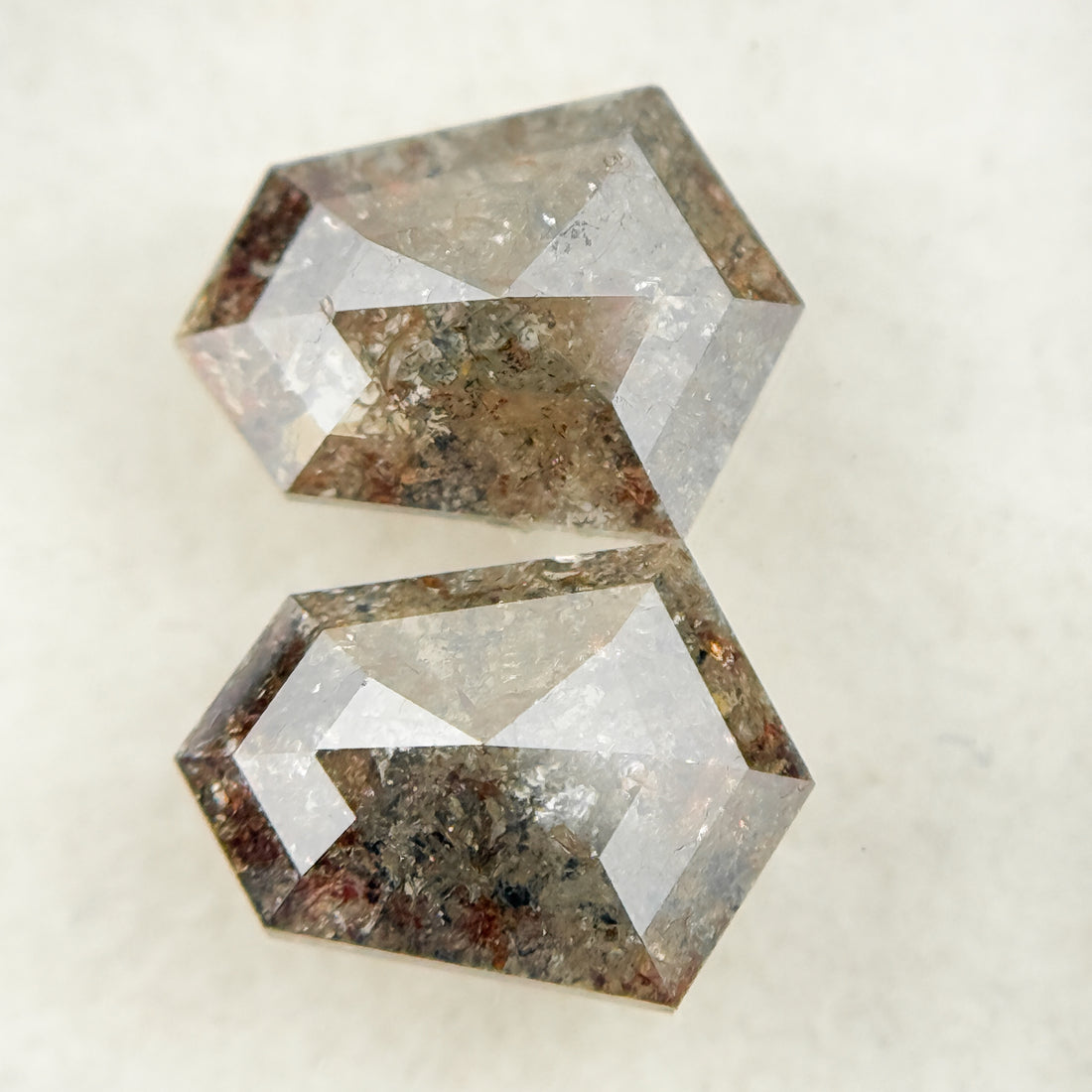 2.01 Ct Shield Rose Cut Brown Natural Galaxy Diamond Pair
