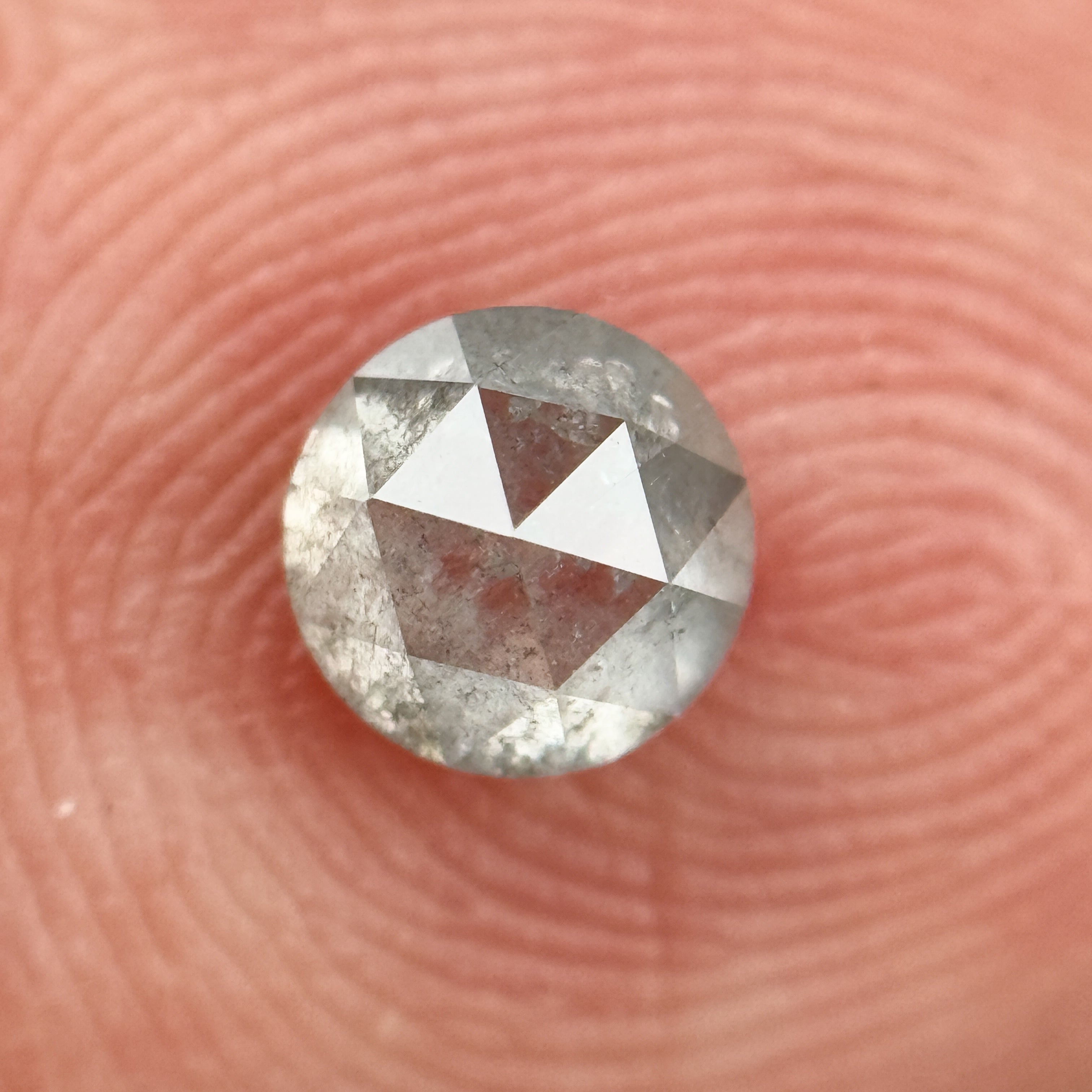 0.51 Ct Round Rose Cut Grey Natural Salt and Pepper Diamond