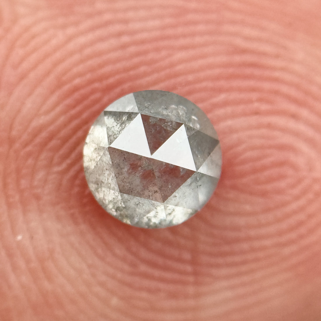 0.51 Ct Round Rose Cut Grey Natural Salt and Pepper Diamond