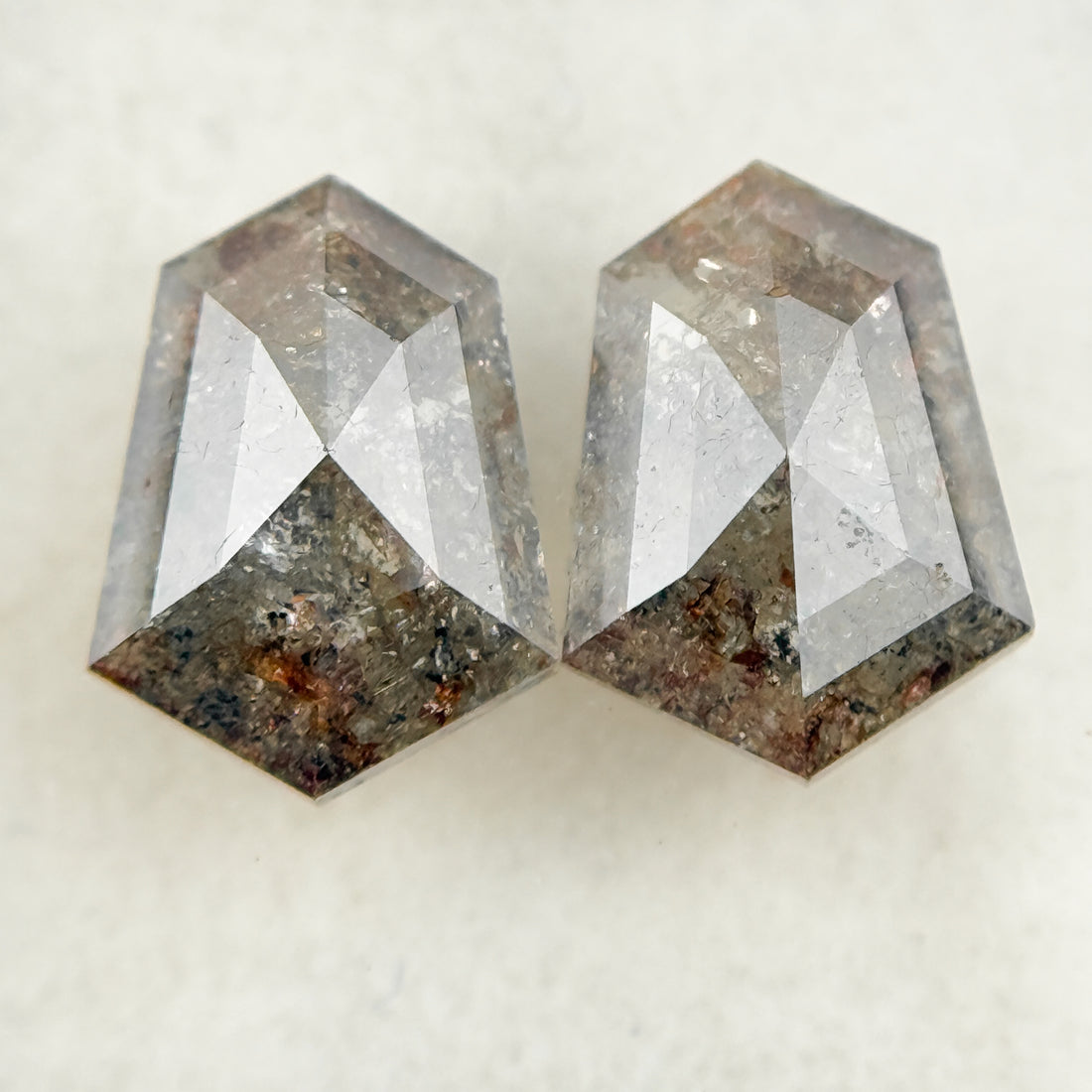 2.01 Ct Shield Rose Cut Brown Natural Galaxy Diamond Pair