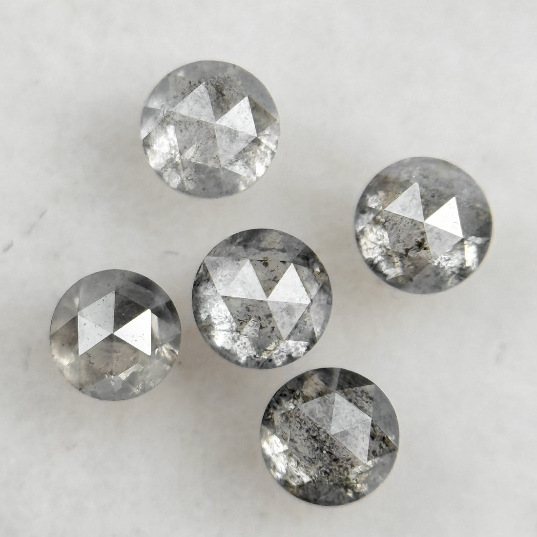 2.5 MM Round Rose Cut Grey Natural Salt and Pepepr Diamond