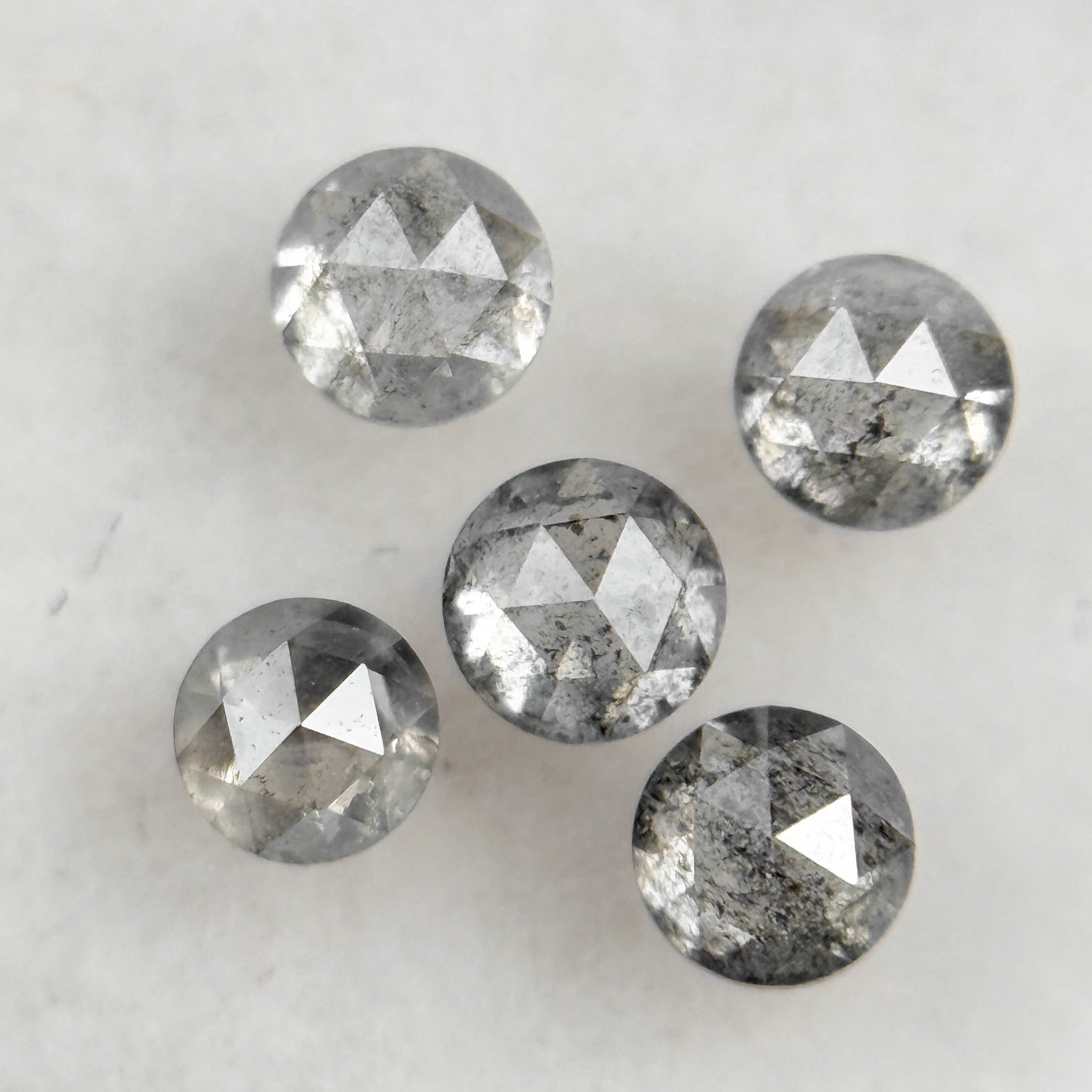 2.5 MM Round Rose Cut Grey Natural Salt and Pepepr Diamond