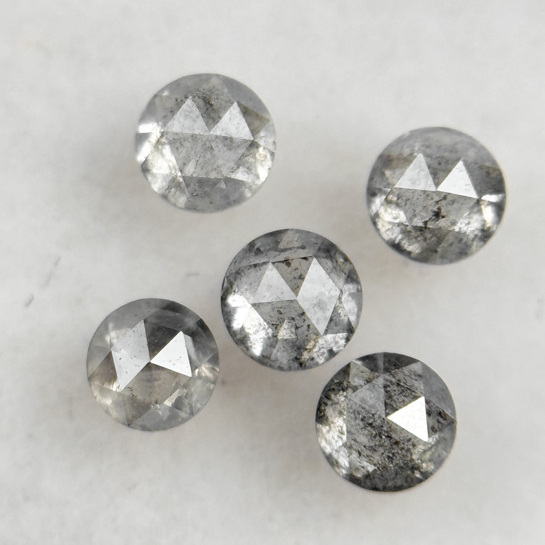 2.5 MM Round Rose Cut Grey Natural Salt and Pepepr Diamond