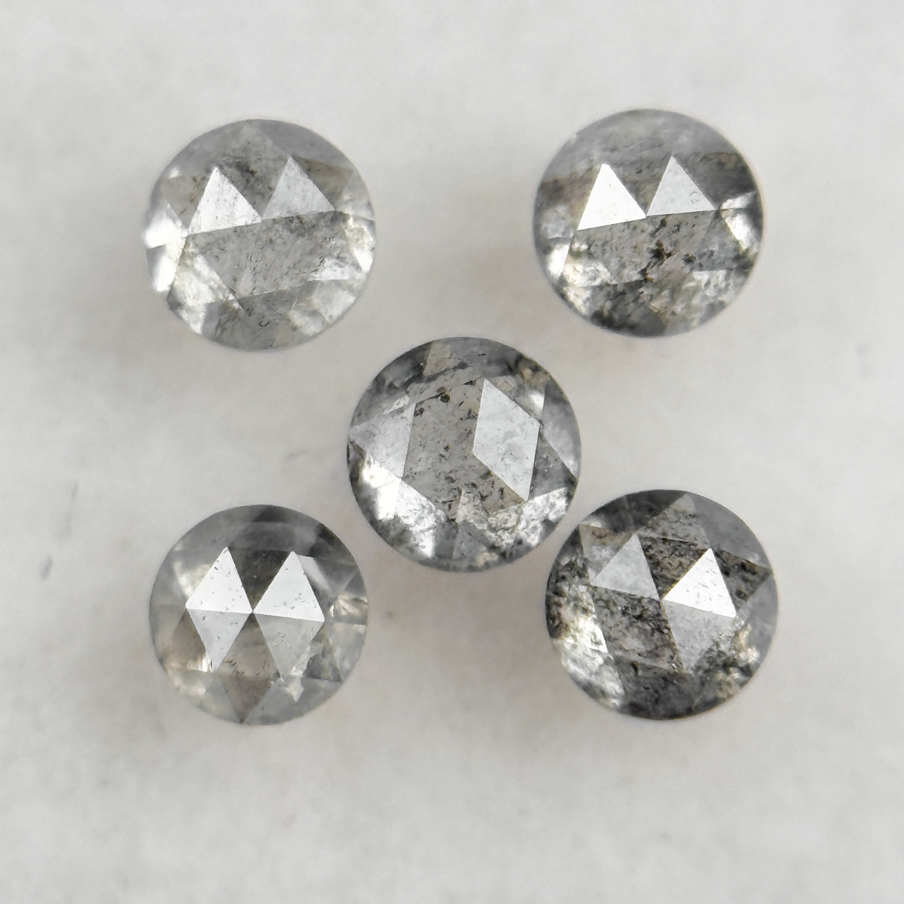 2.5 MM Round Rose Cut Grey Natural Salt and Pepepr Diamond