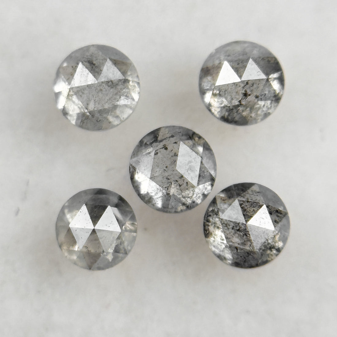 2.5 MM Round Rose Cut Grey Natural Salt and Pepepr Diamond