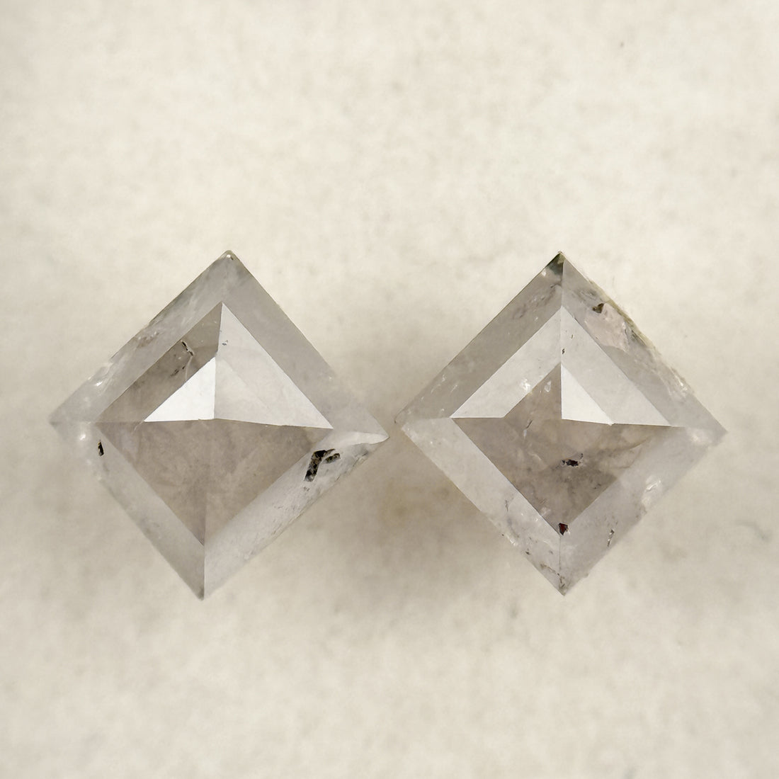1.47 Ct Square Rose Cut ICY White Natural Milky Way Diamond Pair