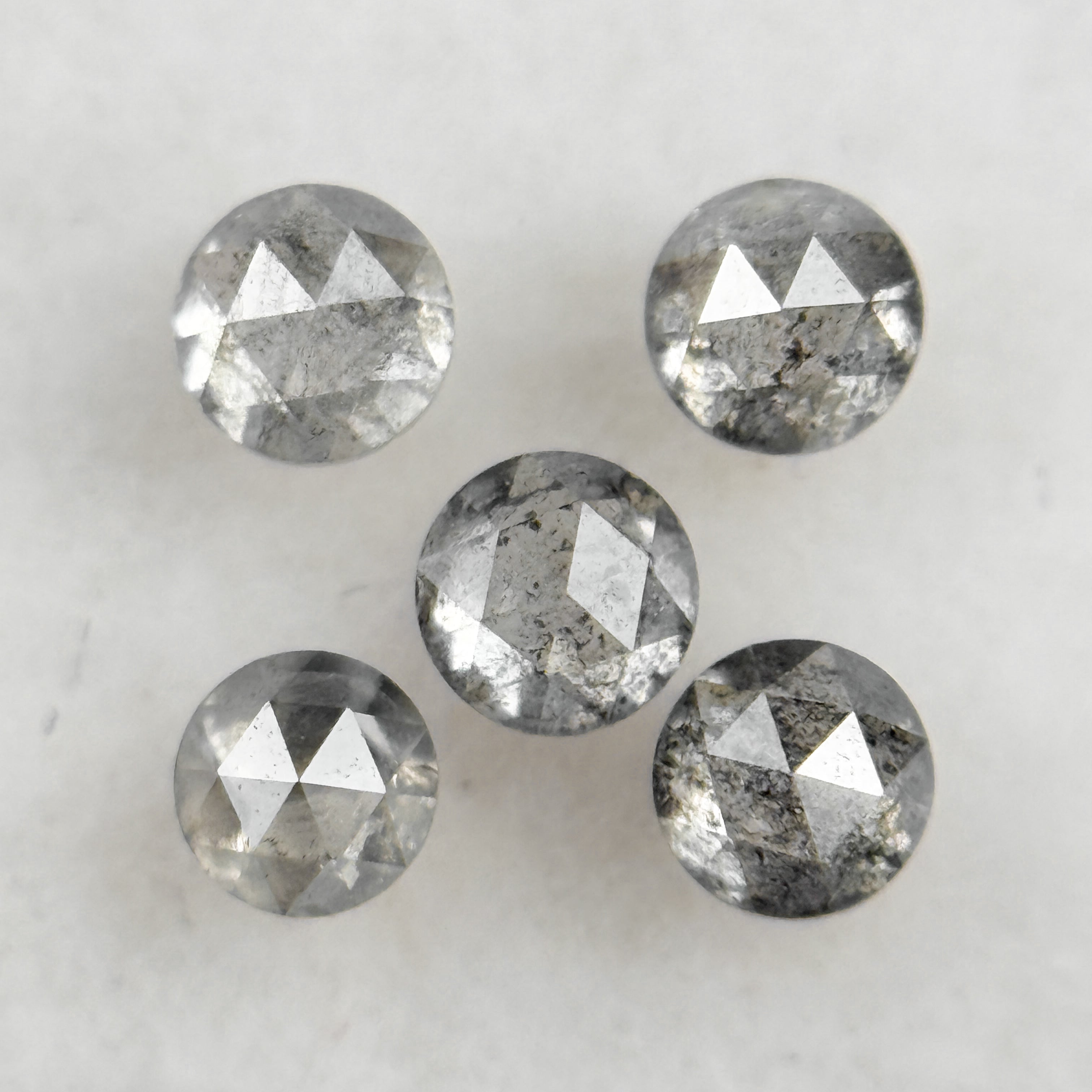 2.5 MM Round Rose Cut Grey Natural Salt and Pepepr Diamond