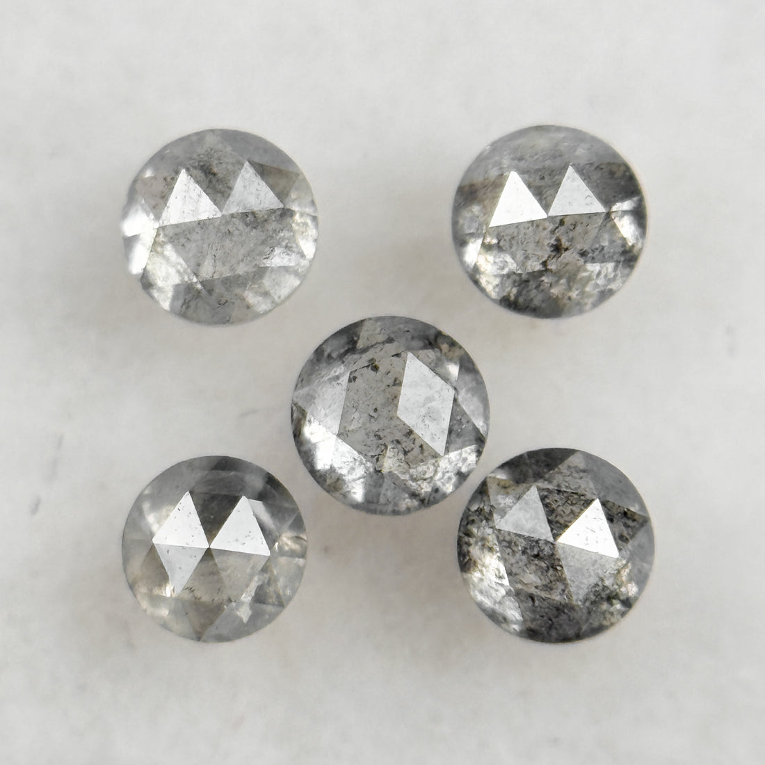 2.5 MM Round Rose Cut Grey Natural Salt and Pepepr Diamond