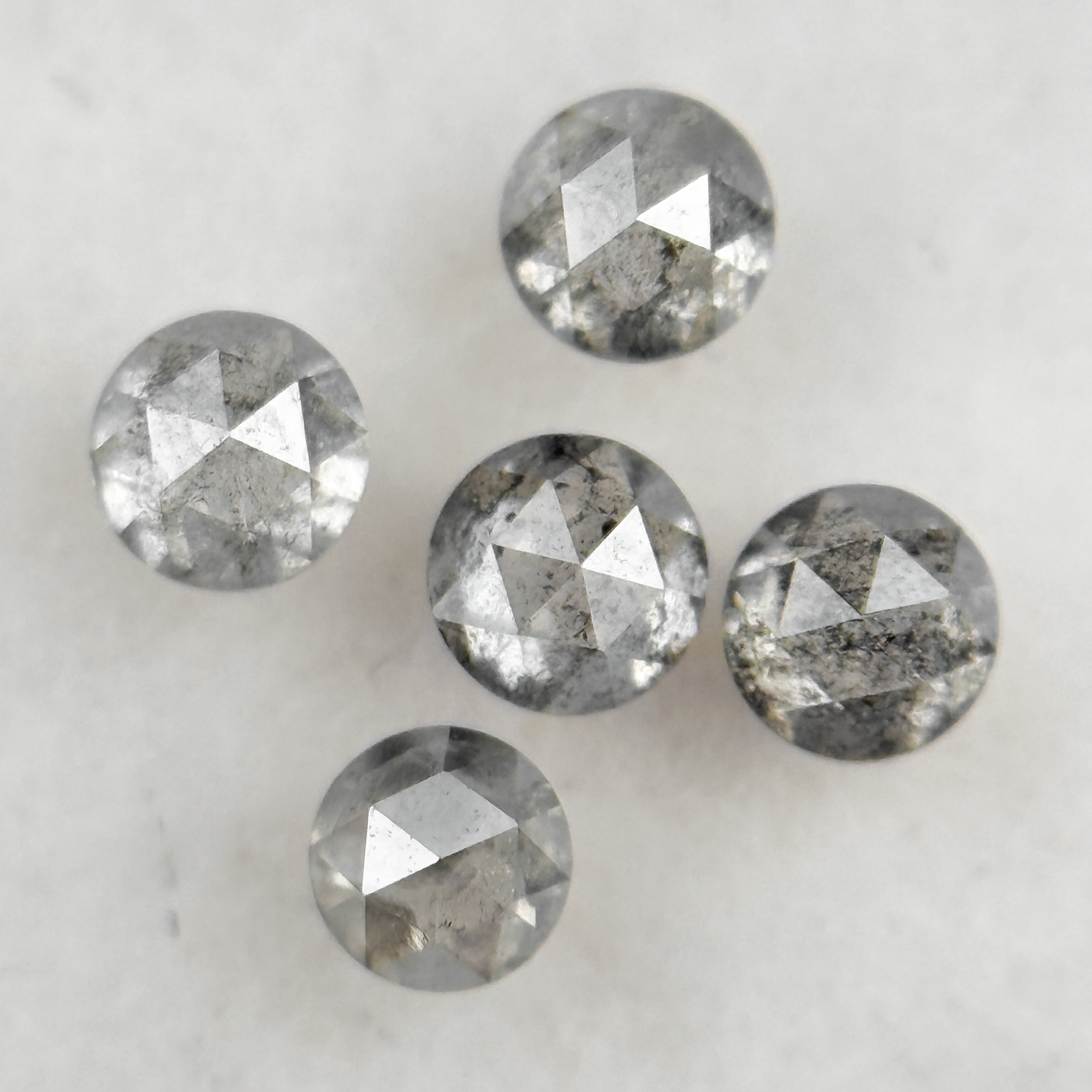 2.5 MM Round Rose Cut Grey Natural Salt and Pepepr Diamond