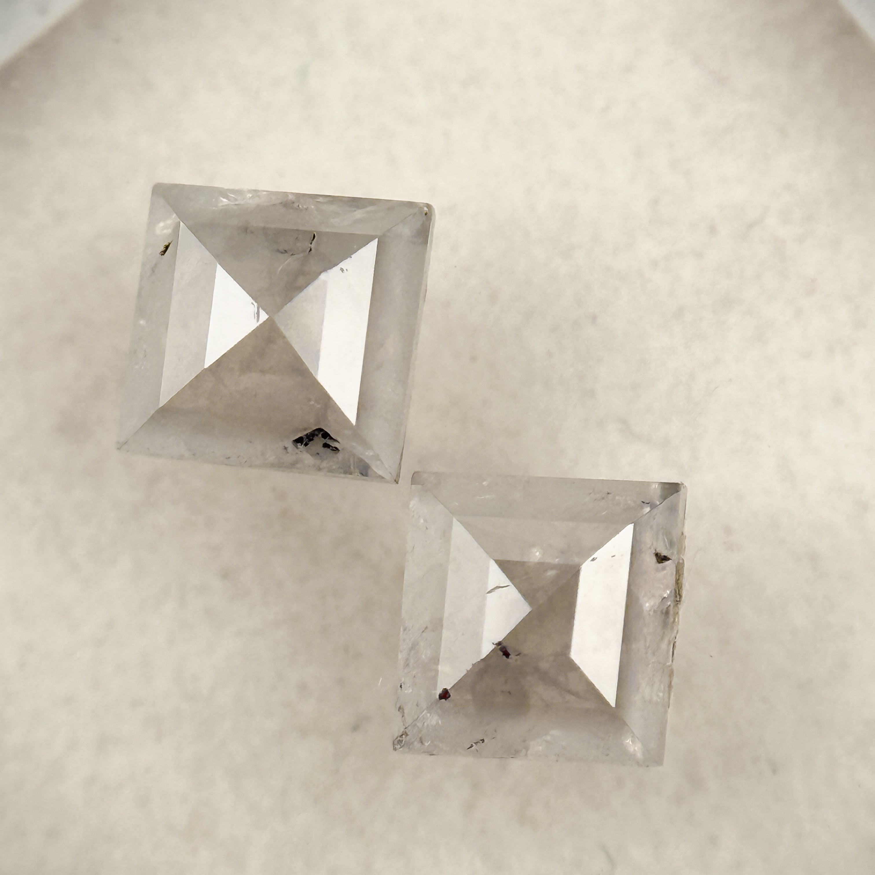 1.47 Ct Square Rose Cut ICY White Natural Milky Way Diamond Pair