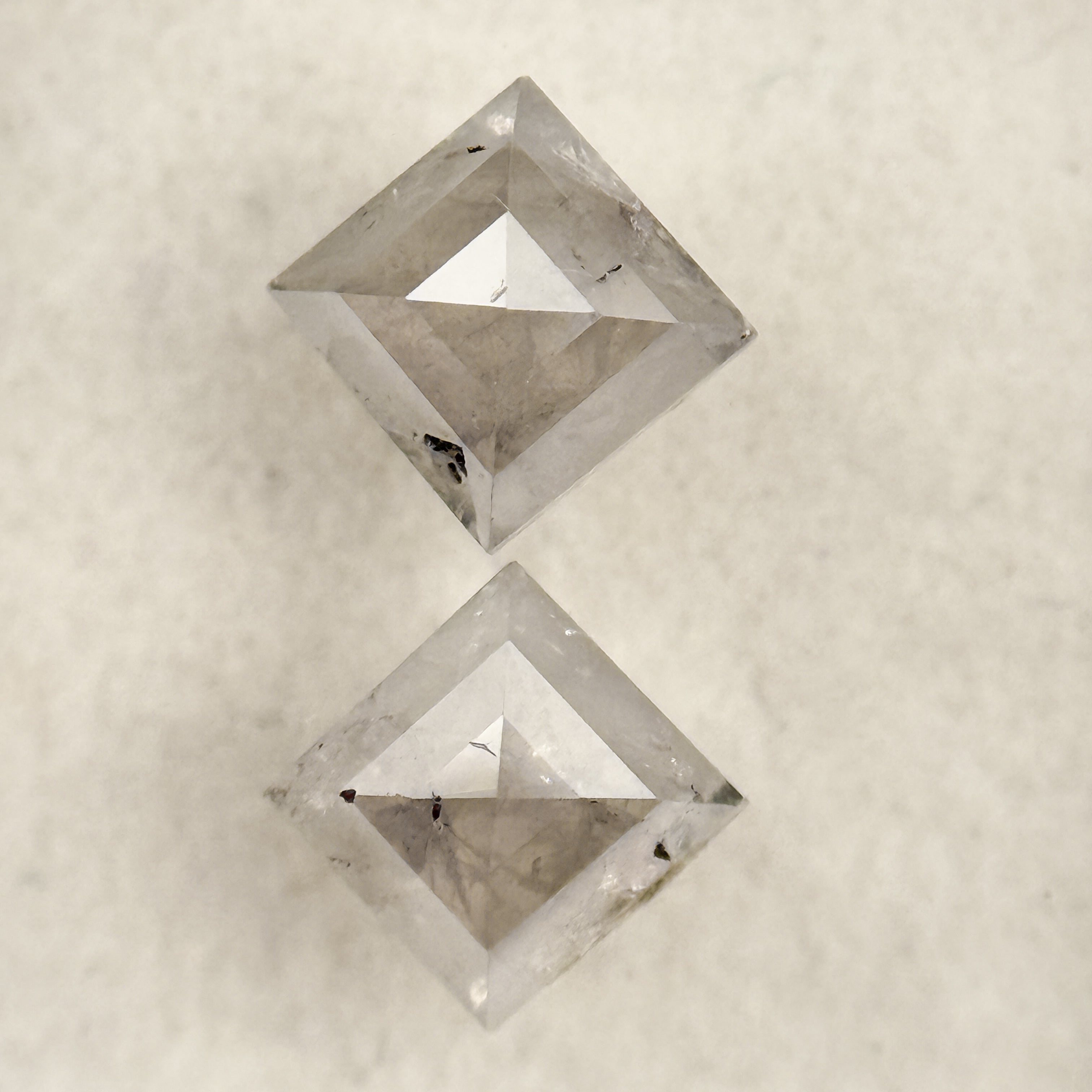 1.47 Ct Square Rose Cut ICY White Natural Milky Way Diamond Pair