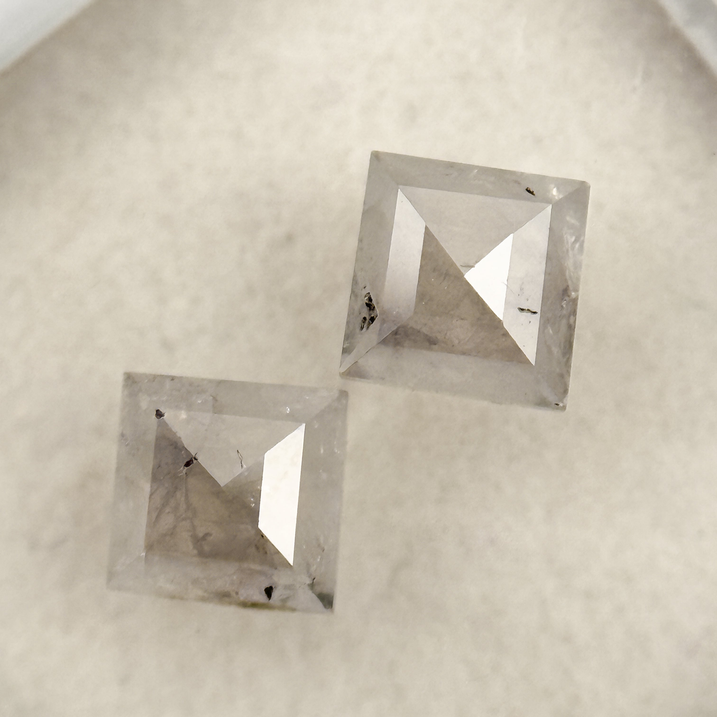 1.47 Ct Square Rose Cut ICY White Natural Milky Way Diamond Pair
