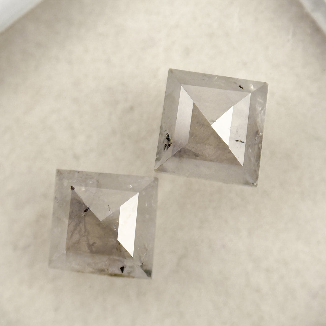 1.47 Ct Square Rose Cut ICY White Natural Milky Way Diamond Pair