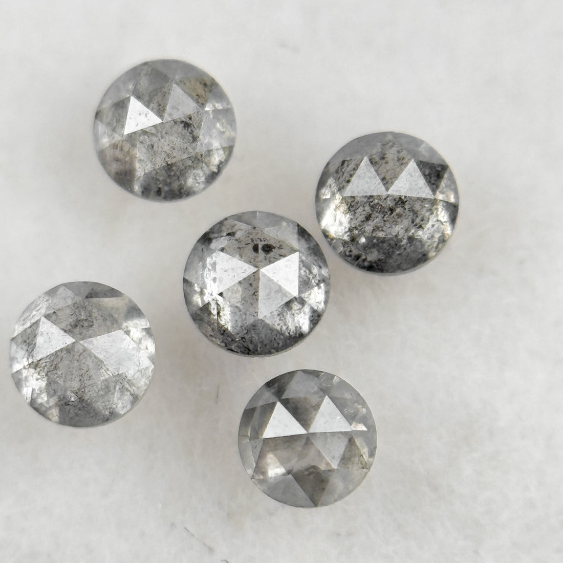 2.5 MM Round Rose Cut Grey Natural Salt and Pepepr Diamond
