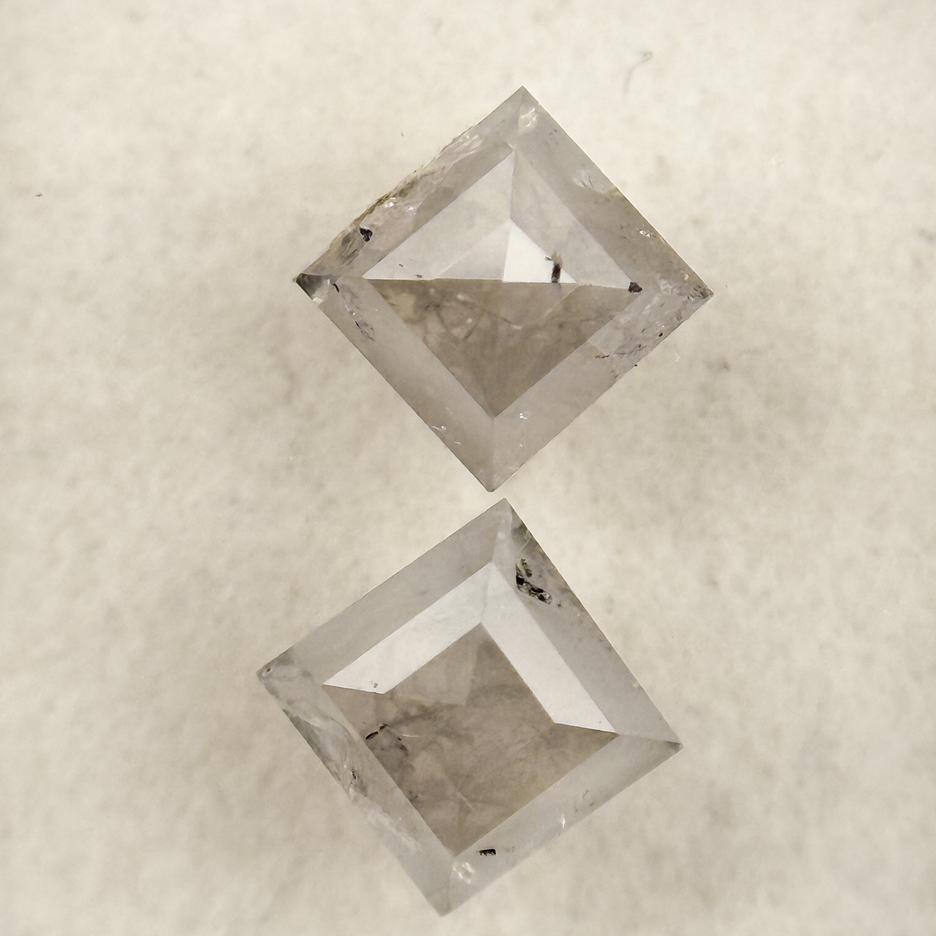 1.47 Ct Square Rose Cut ICY White Natural Milky Way Diamond Pair