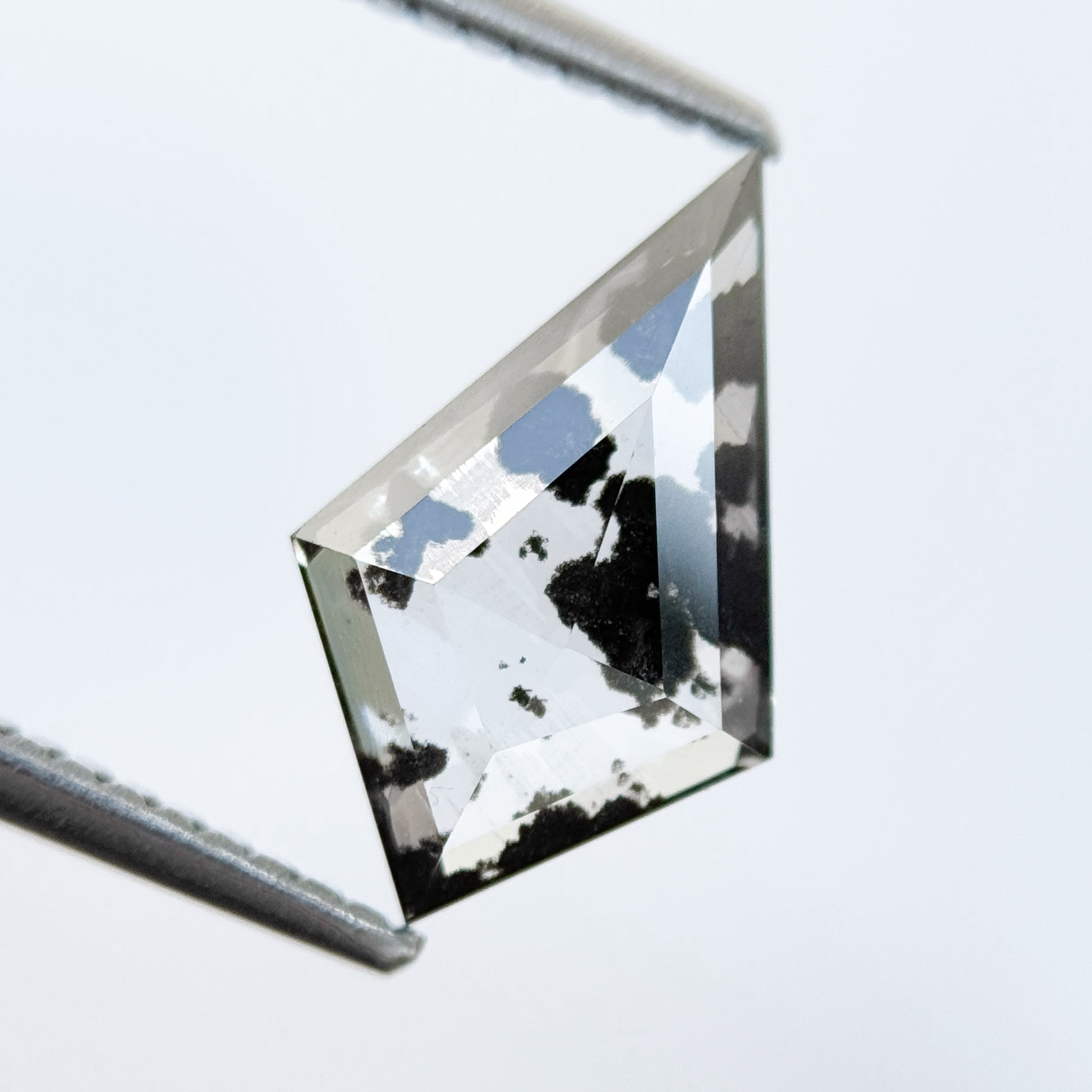 1.55 Ct Kite Rose Cut Grey Lab Grown Salt and Pepper Diamond