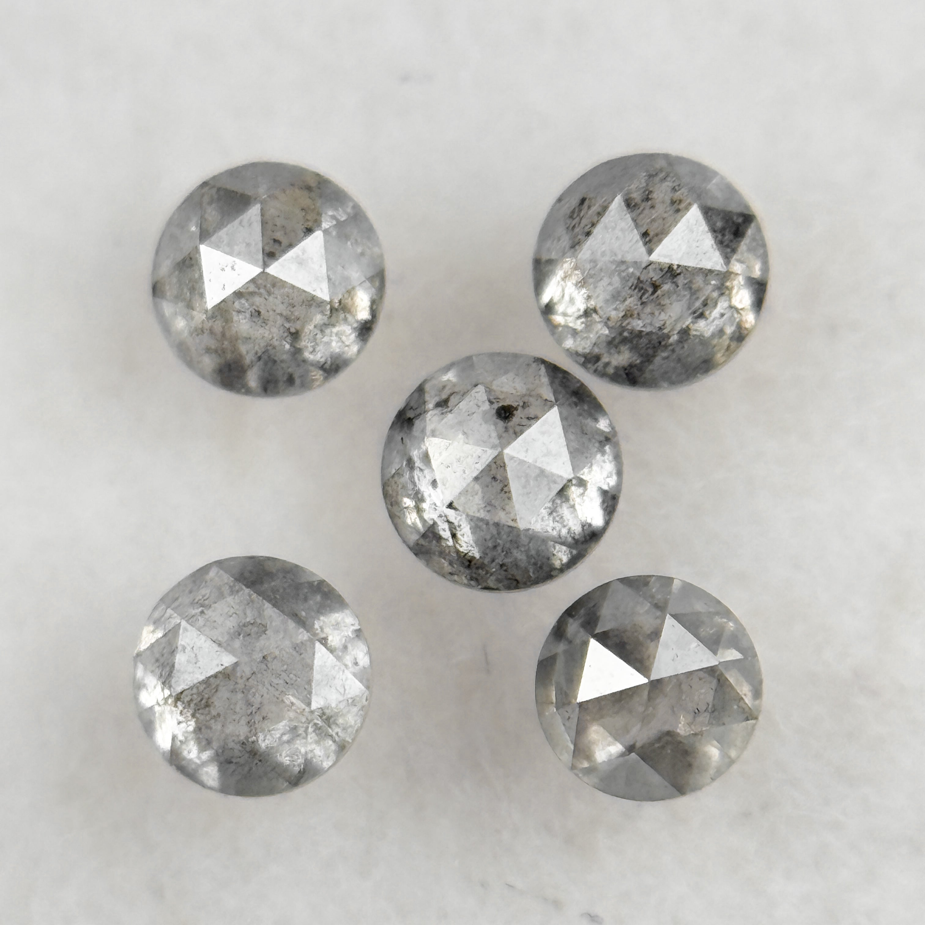 2.5 MM Round Rose Cut Grey Natural Salt and Pepepr Diamond