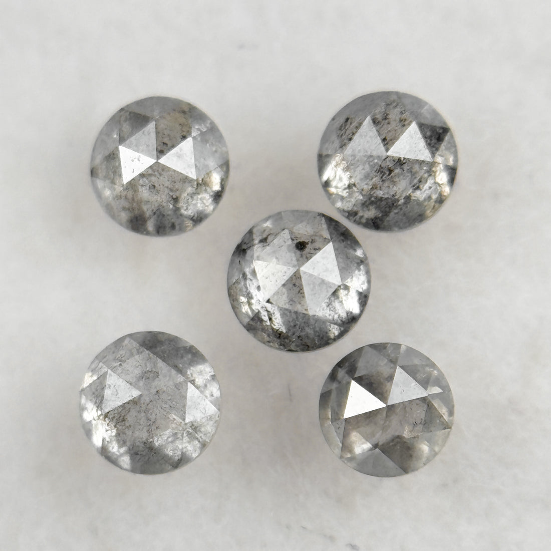 2.5 MM Round Rose Cut Grey Natural Salt and Pepepr Diamond
