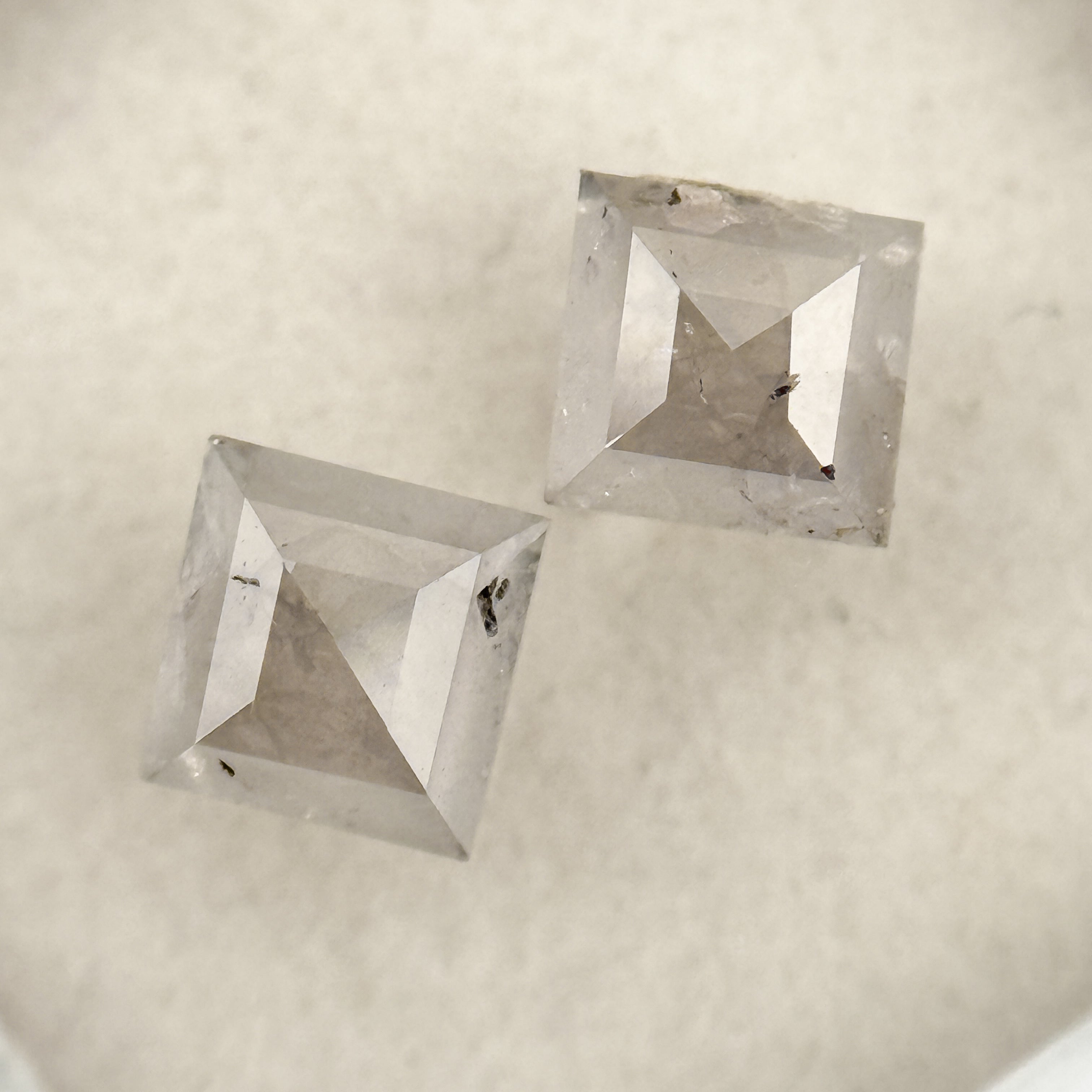 1.47 Ct Square Rose Cut ICY White Natural Milky Way Diamond Pair