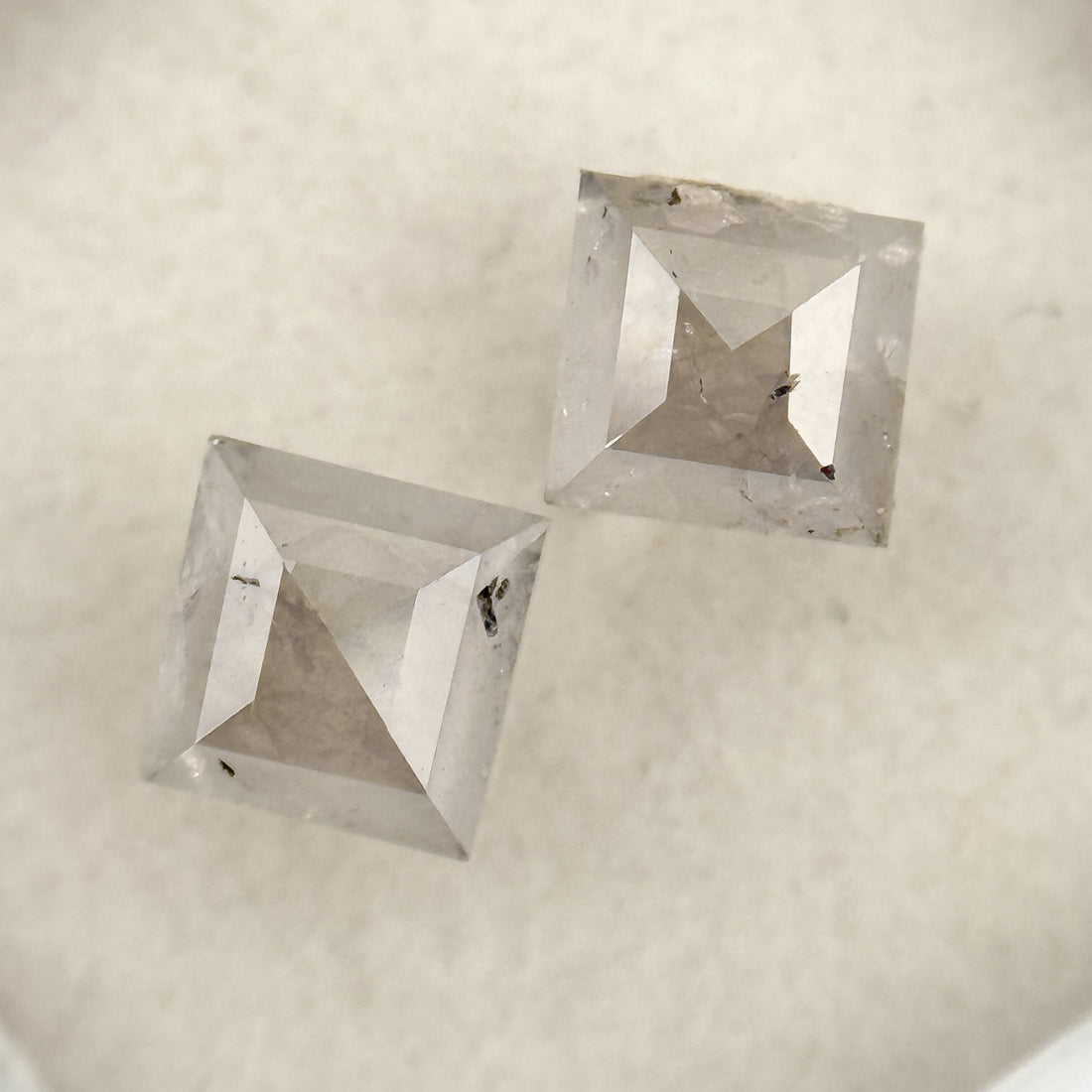 1.47 Ct Square Rose Cut ICY White Natural Milky Way Diamond Pair