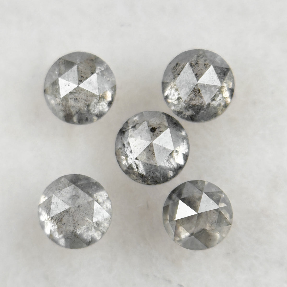 2.5 MM Round Rose Cut Grey Natural Salt and Pepepr Diamond