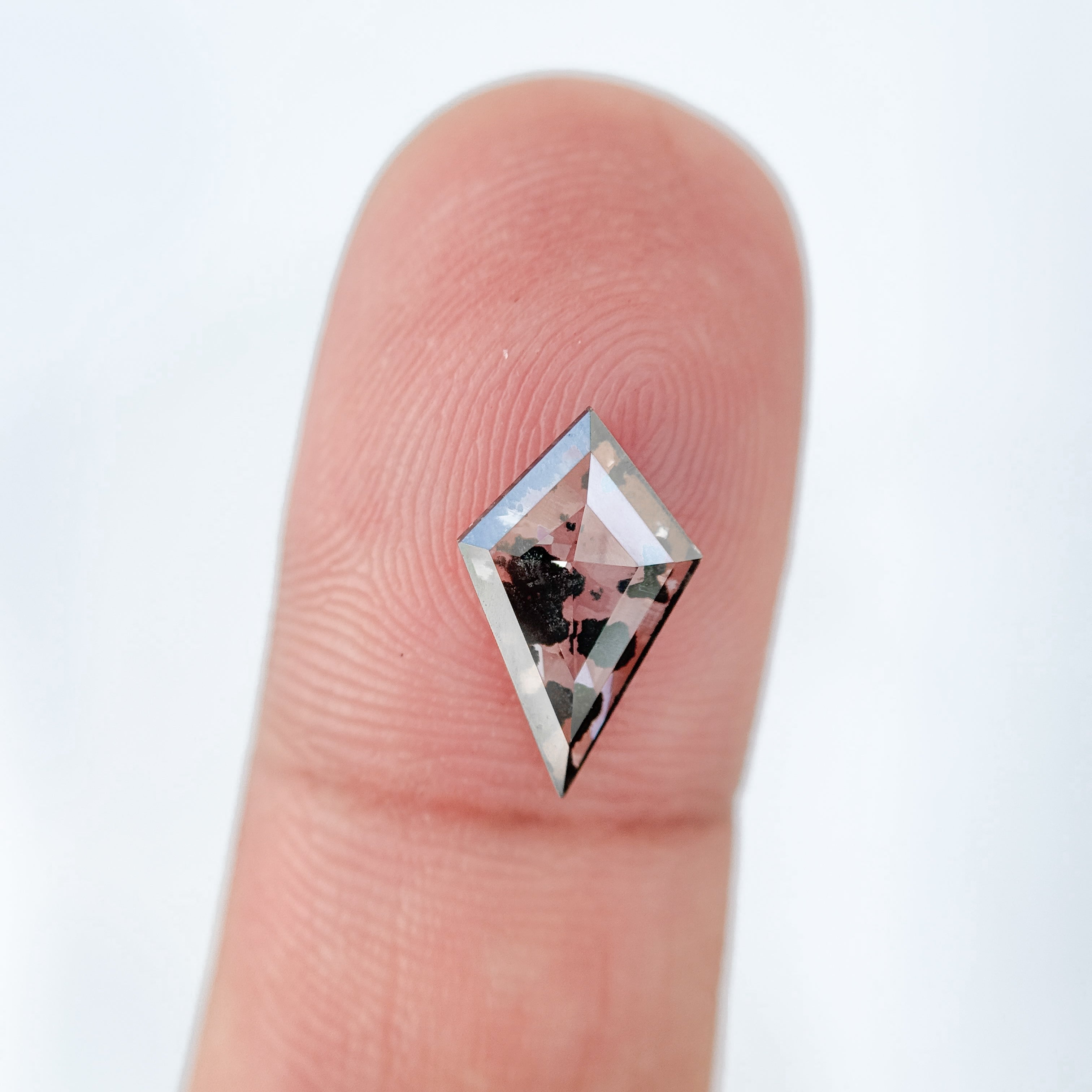 1.55 Ct Kite Rose Cut Grey Lab Grown Salt and Pepper Diamond