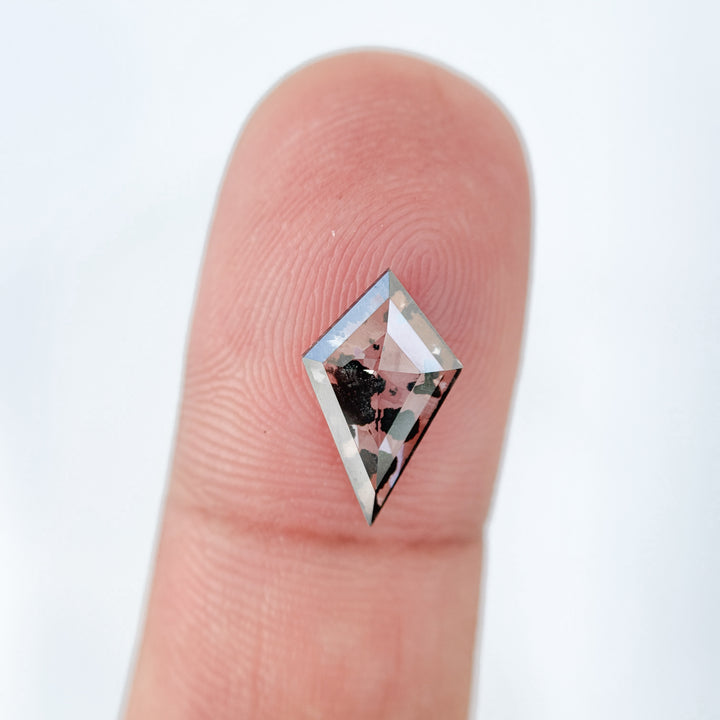 1.55 Ct Kite Rose Cut Grey Lab Grown Salt and Pepper Diamond