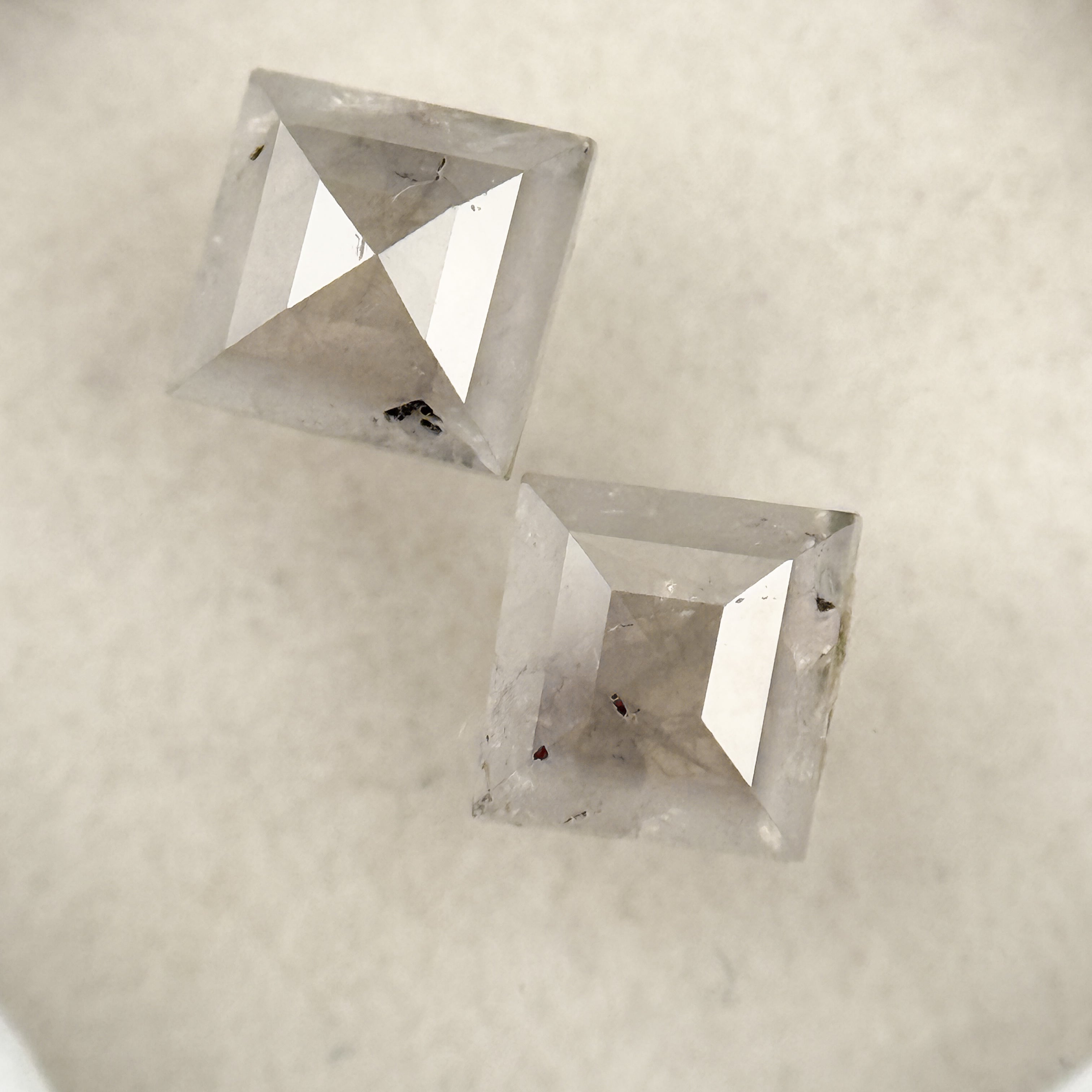 1.47 Ct Square Rose Cut ICY White Natural Milky Way Diamond Pair