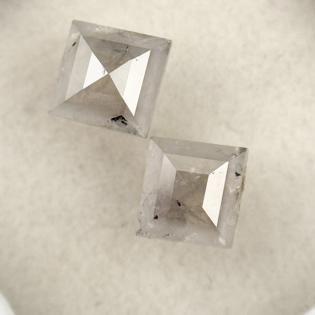 1.47 Ct Square Rose Cut ICY White Natural Milky Way Diamond Pair