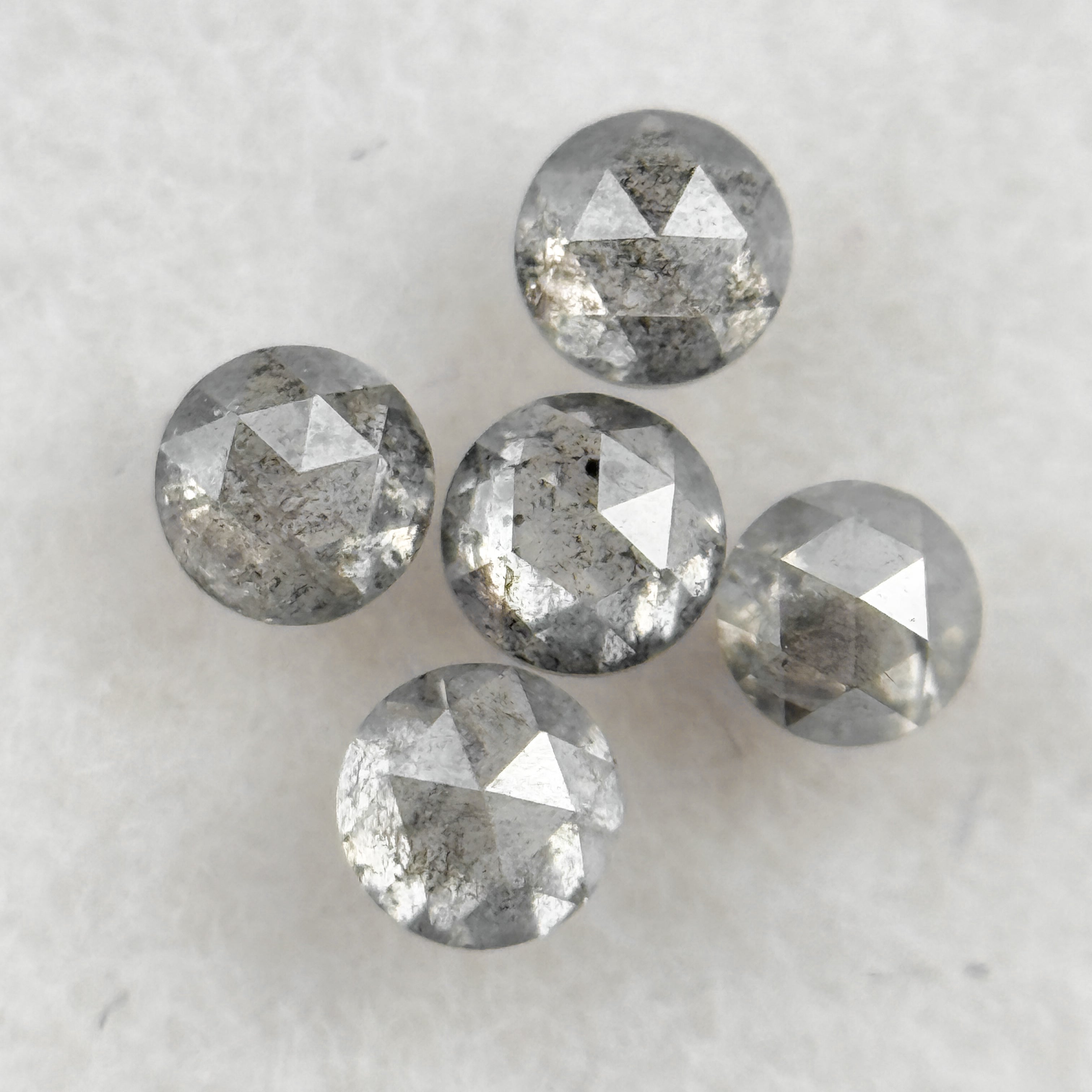 2.5 MM Round Rose Cut Grey Natural Salt and Pepepr Diamond