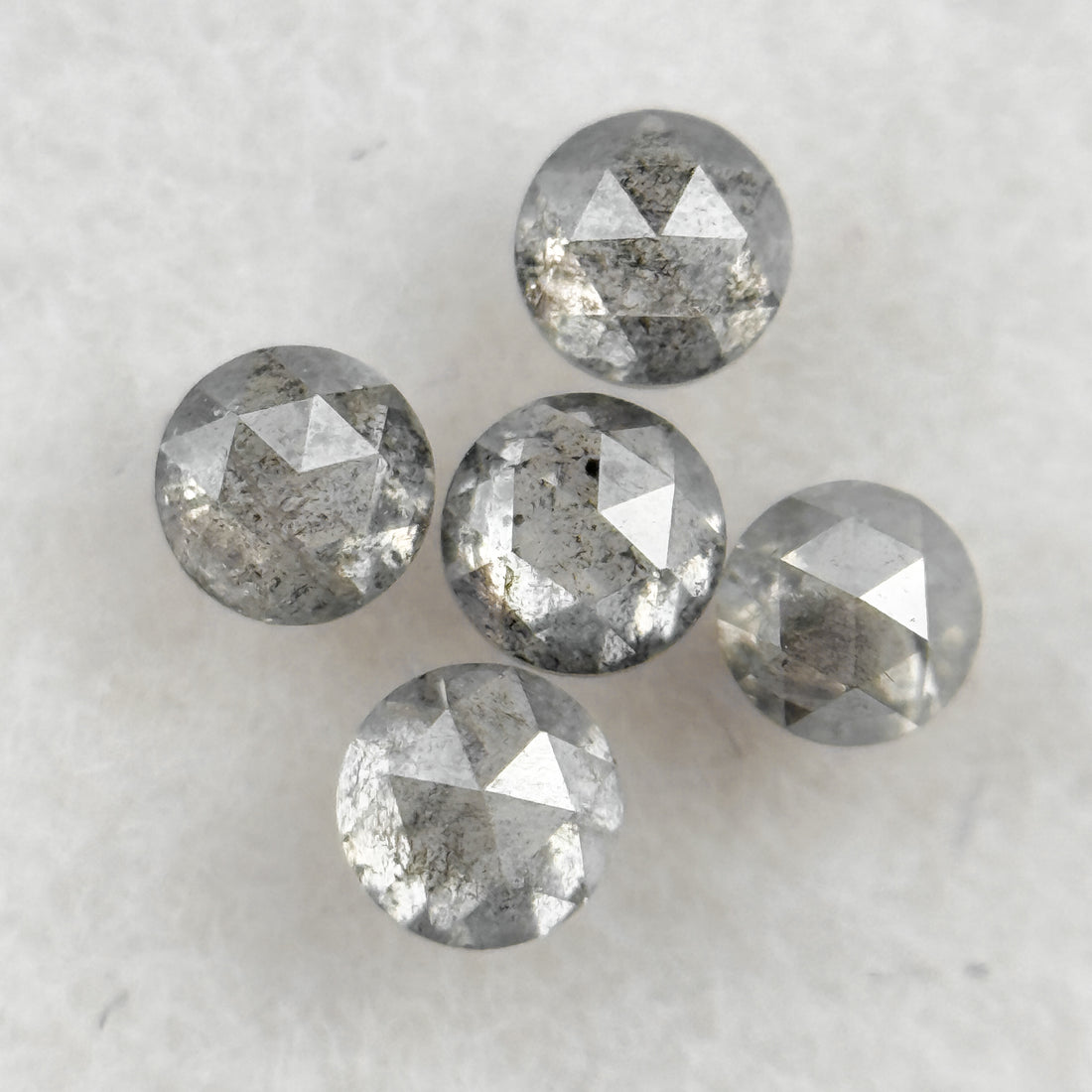 2.5 MM Round Rose Cut Grey Natural Salt and Pepepr Diamond