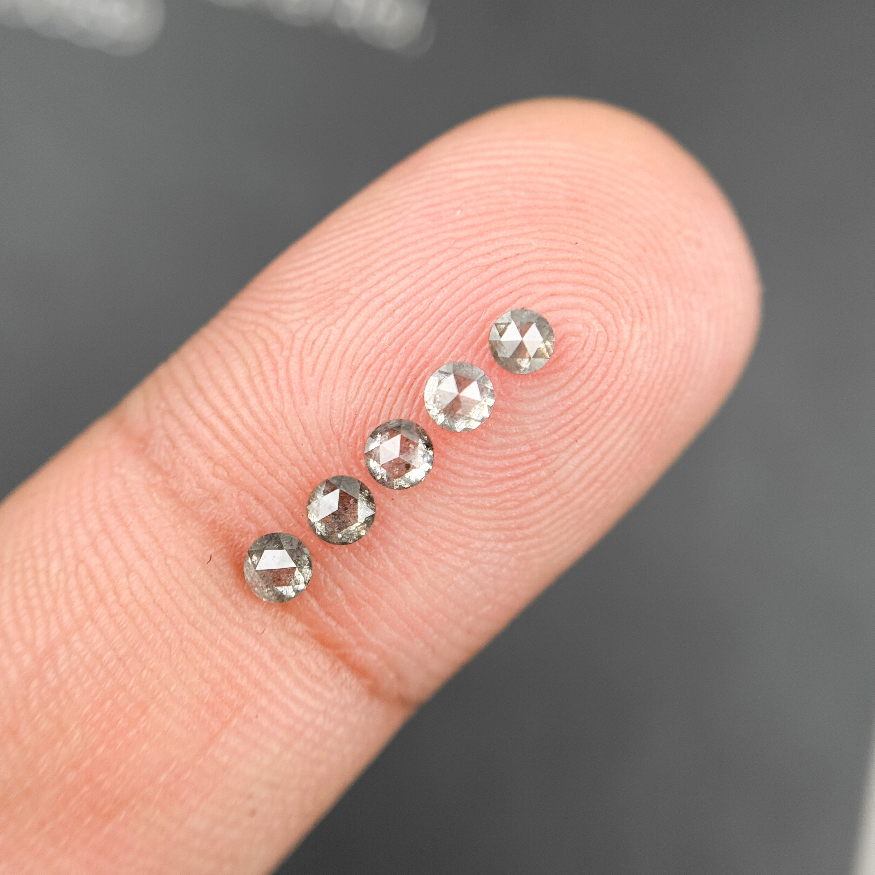 2.5 MM Round Rose Cut Grey Natural Salt and Pepepr Diamond