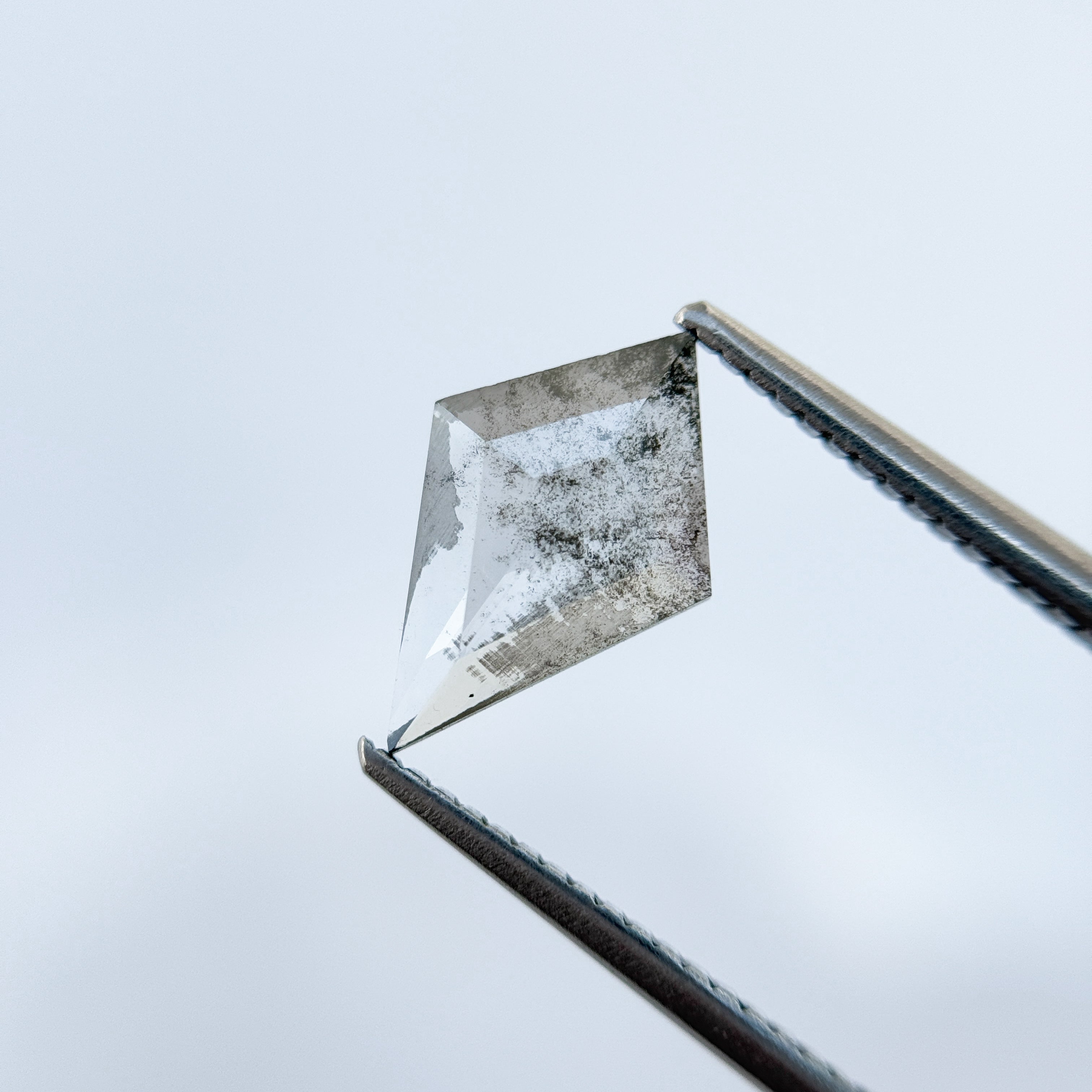 1.22 Ct Kite Rose Cut Grey Natural Salt and Pepper Diamond