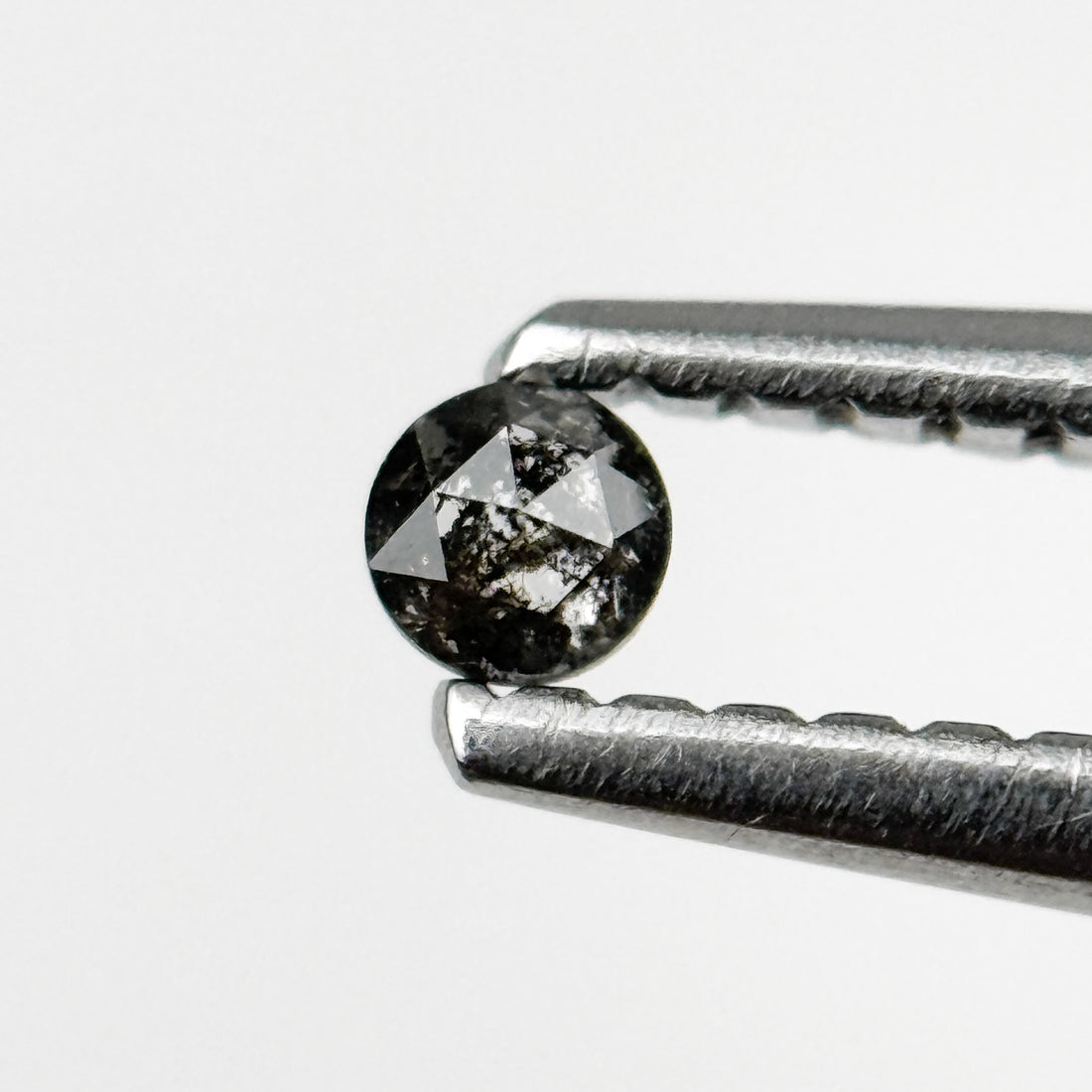 0.10 Ct Round Rose Cut Grey Natural Salt and Pepper Diamond