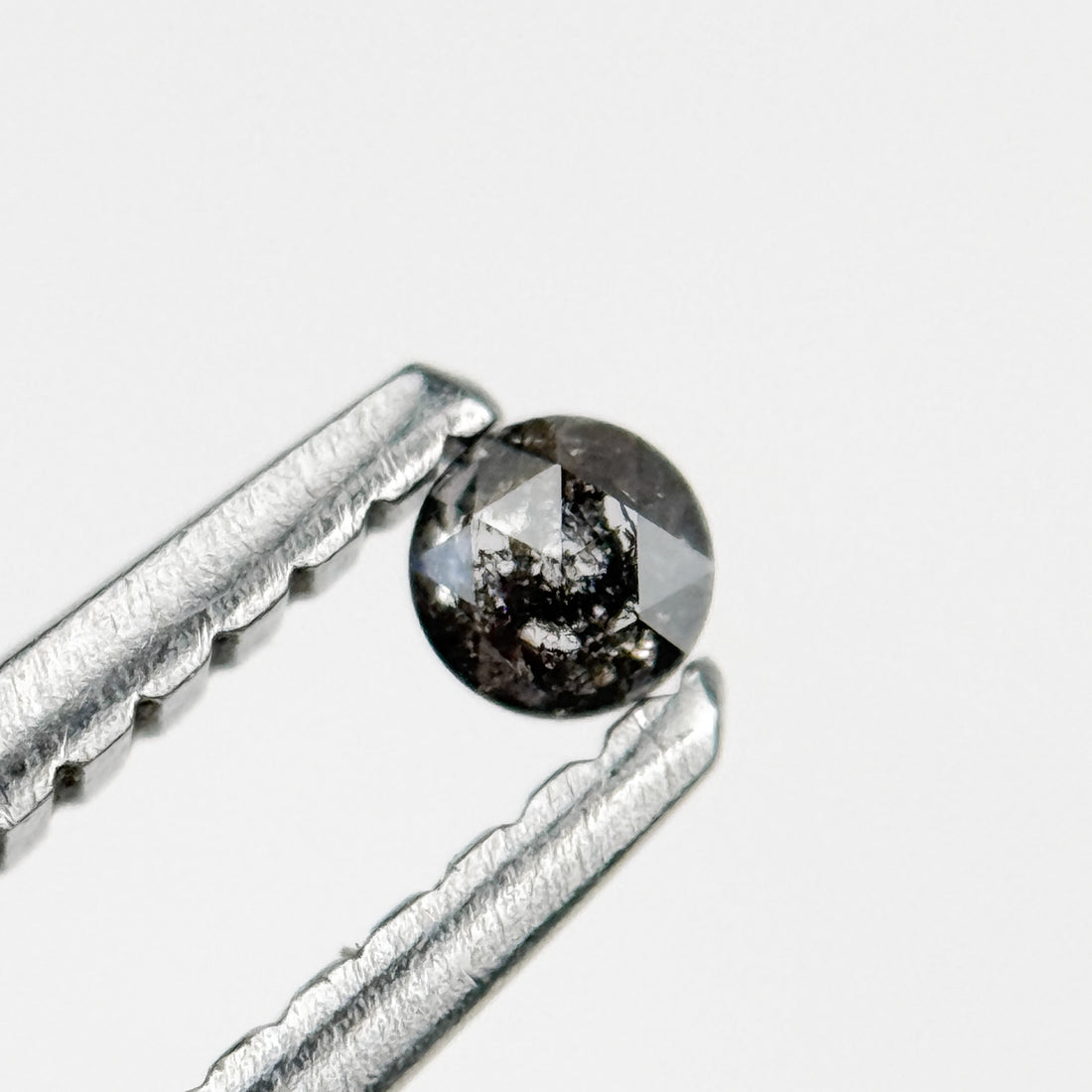 0.10 Ct Round Rose Cut Grey Natural Salt and Pepper Diamond