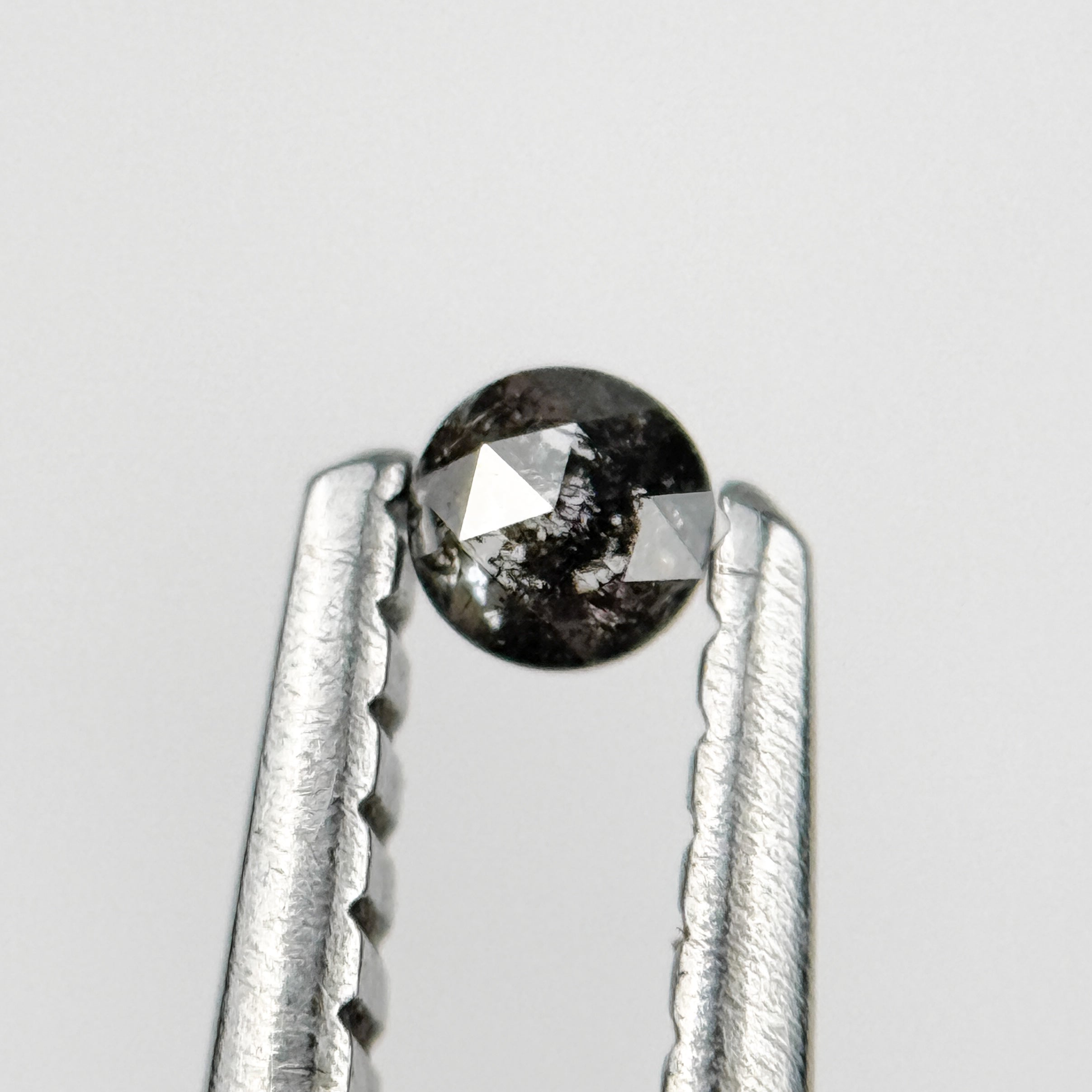 0.10 Ct Round Rose Cut Grey Natural Salt and Pepper Diamond
