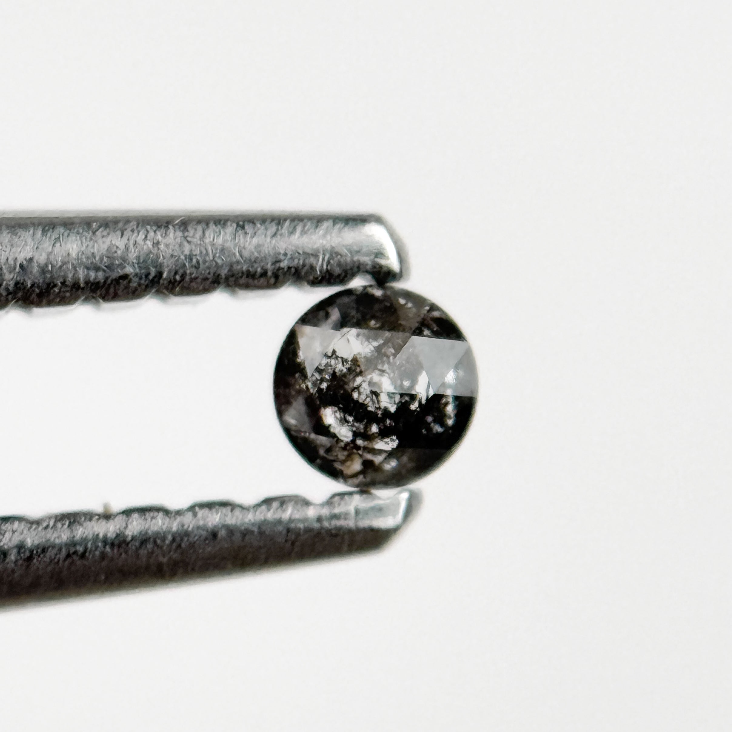 0.10 Ct Round Rose Cut Grey Natural Salt and Pepper Diamond