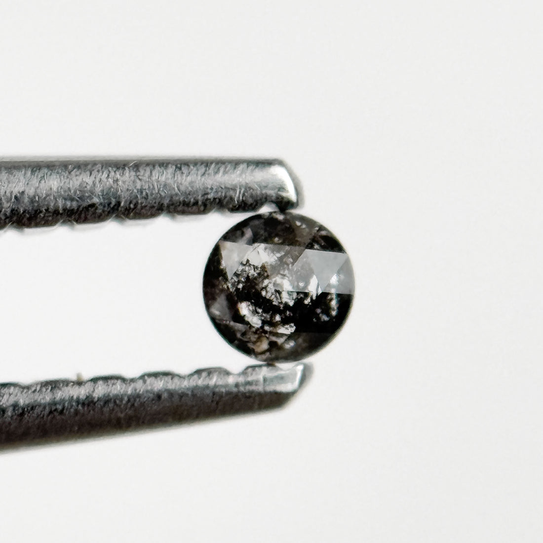 0.10 Ct Round Rose Cut Grey Natural Salt and Pepper Diamond