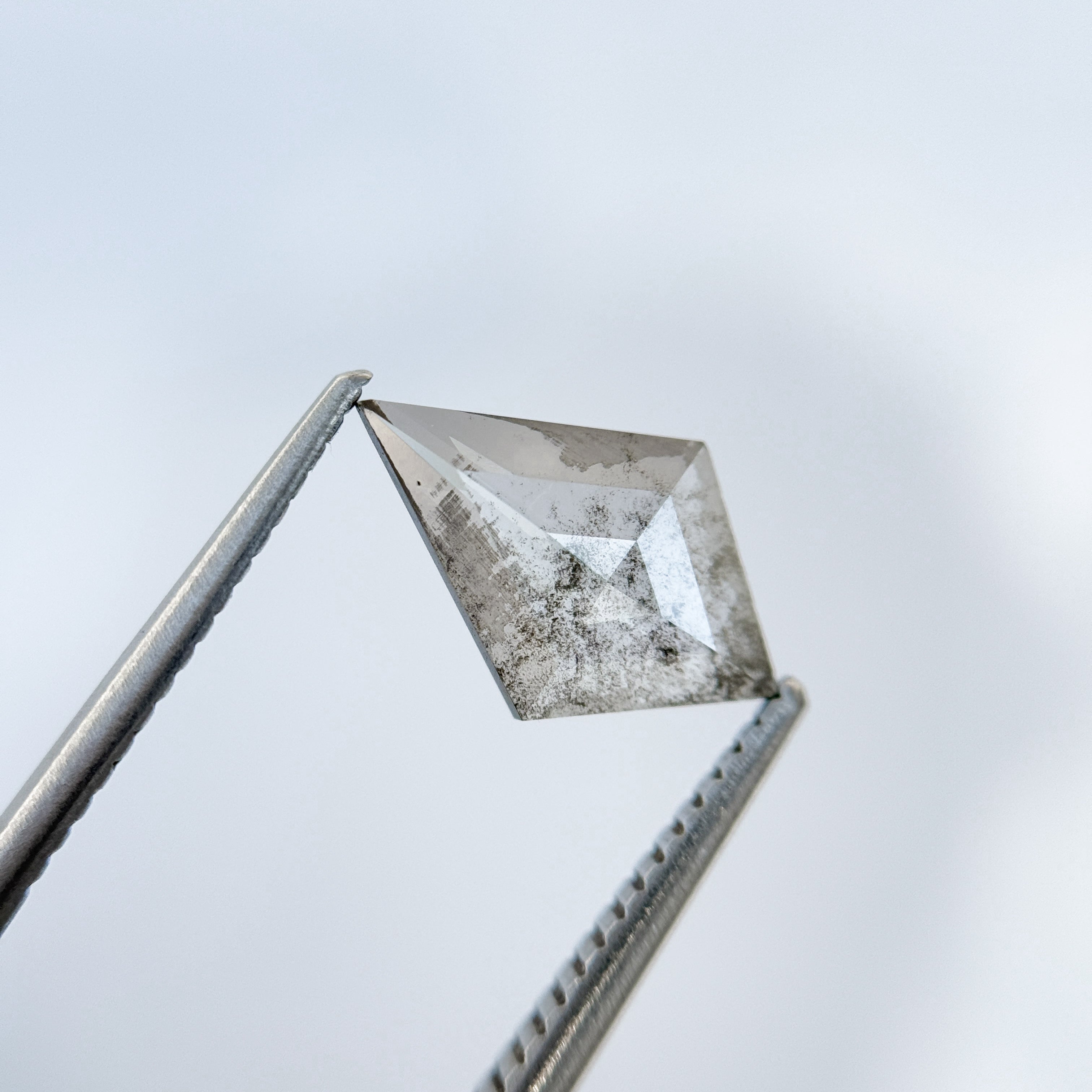 1.22 Ct Kite Rose Cut Grey Natural Salt and Pepper Diamond