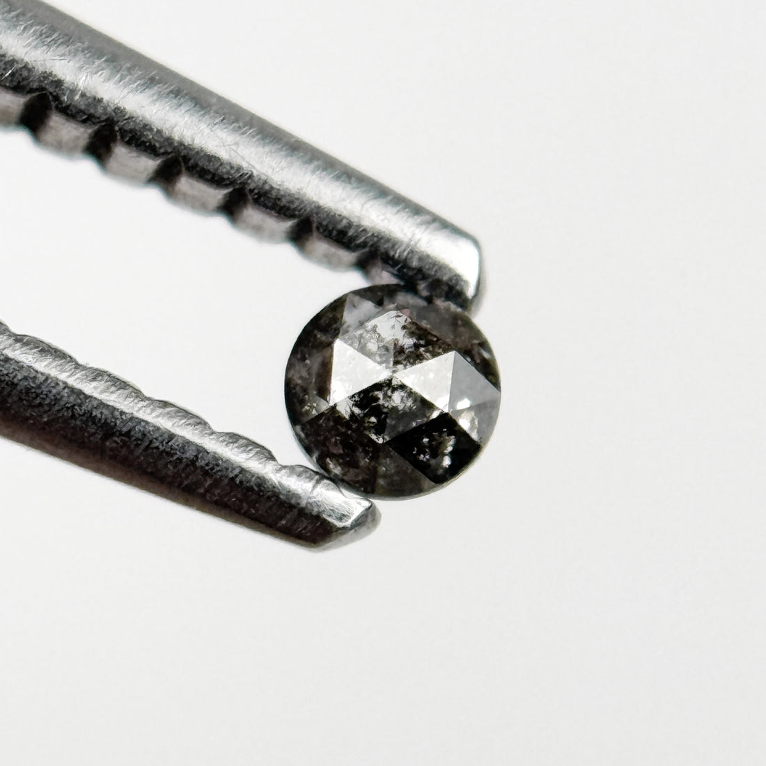 0.10 Ct Round Rose Cut Grey Natural Salt and Pepper Diamond