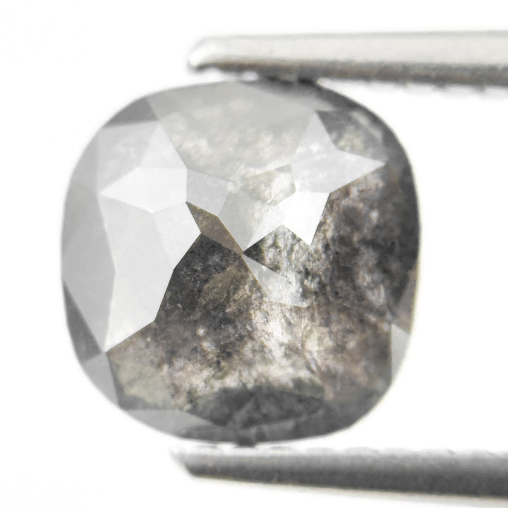 2.00 Ct Cushion Rose Cut Grey Natural Salt and Pepper Diamond