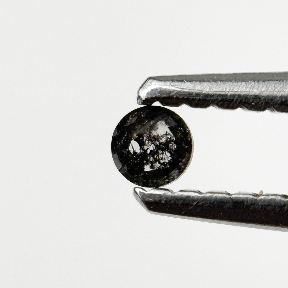 0.10 Ct Round Rose Cut Grey Natural Salt and Pepper Diamond
