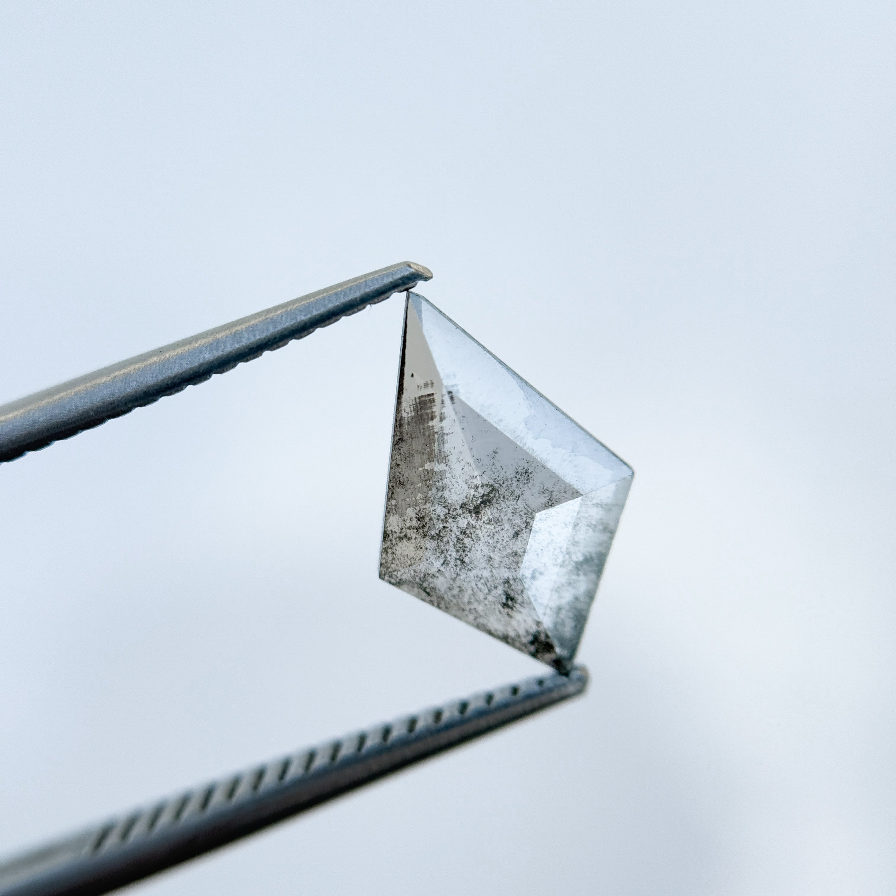 1.22 Ct Kite Rose Cut Grey Natural Salt and Pepper Diamond